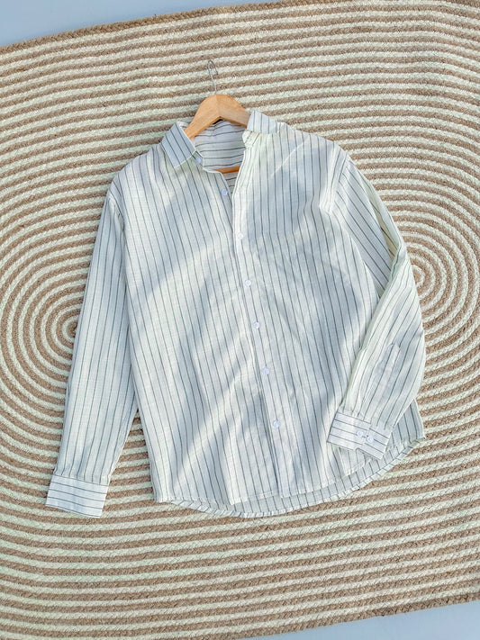 Gentle stripe shirt - White with Green | FS104