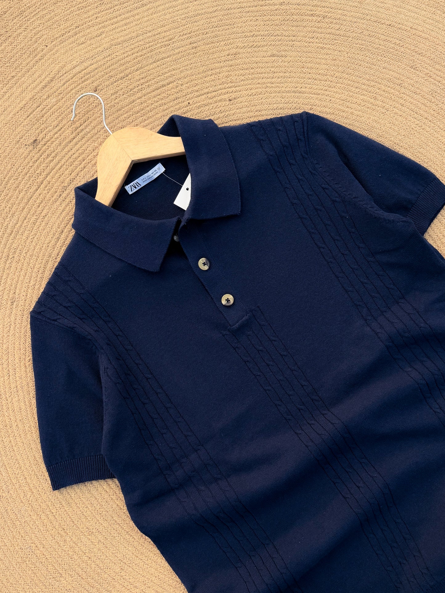 Velour Knit polo - Navy Blue