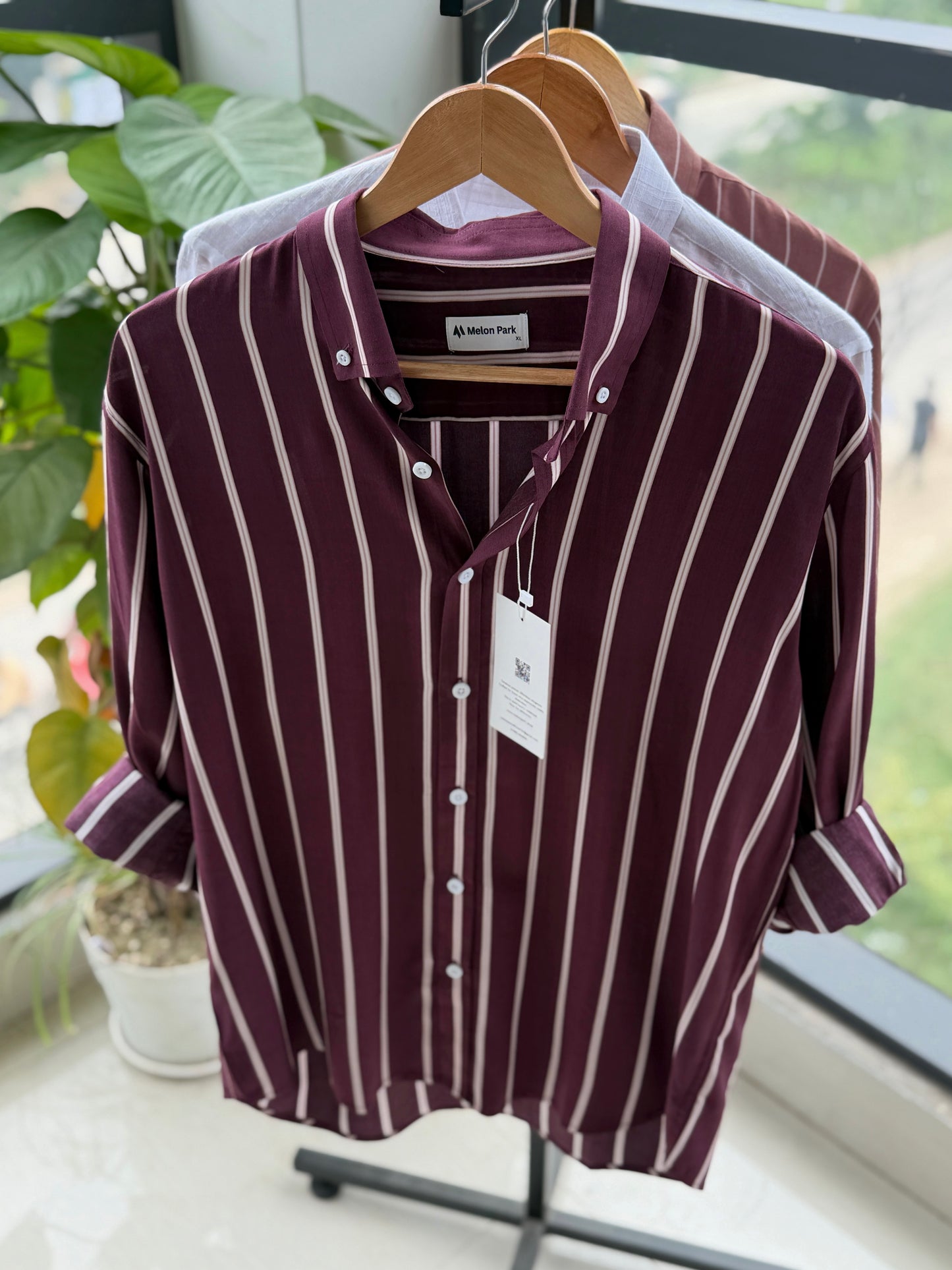 Gentle stripe shirt - Wine stripe