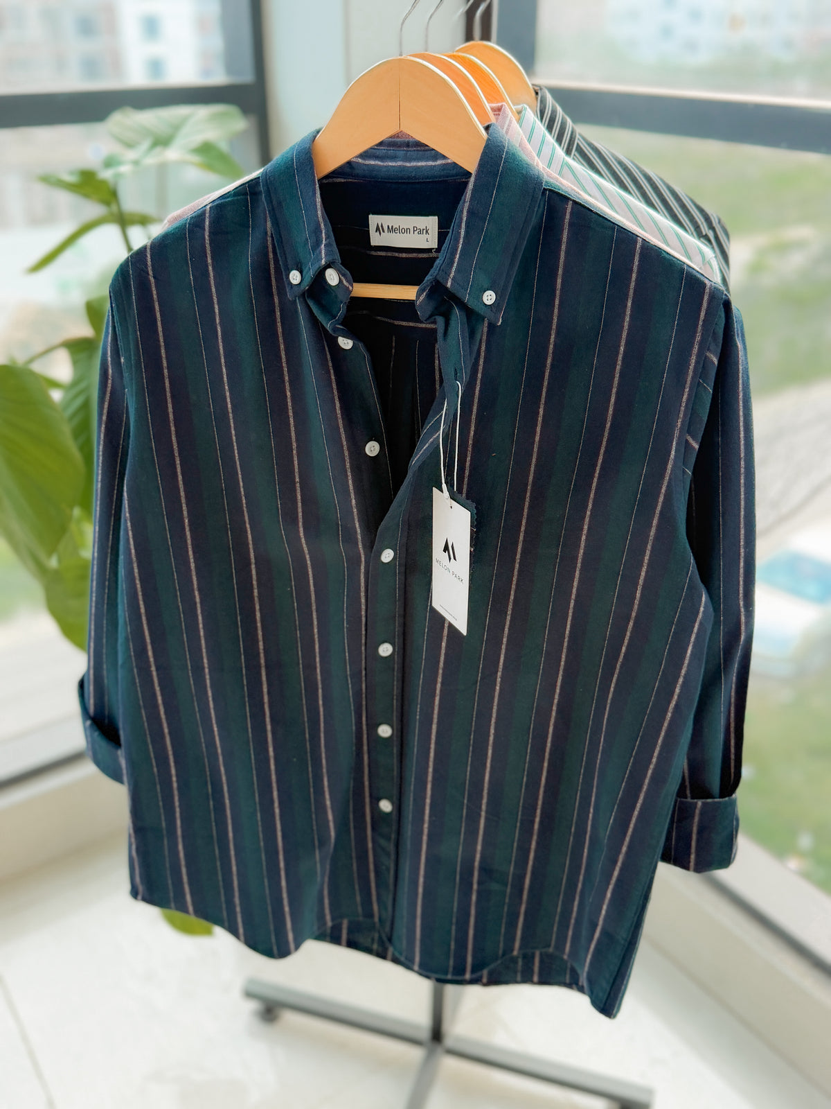 Gentle stripe shirt - Dark Evergreen