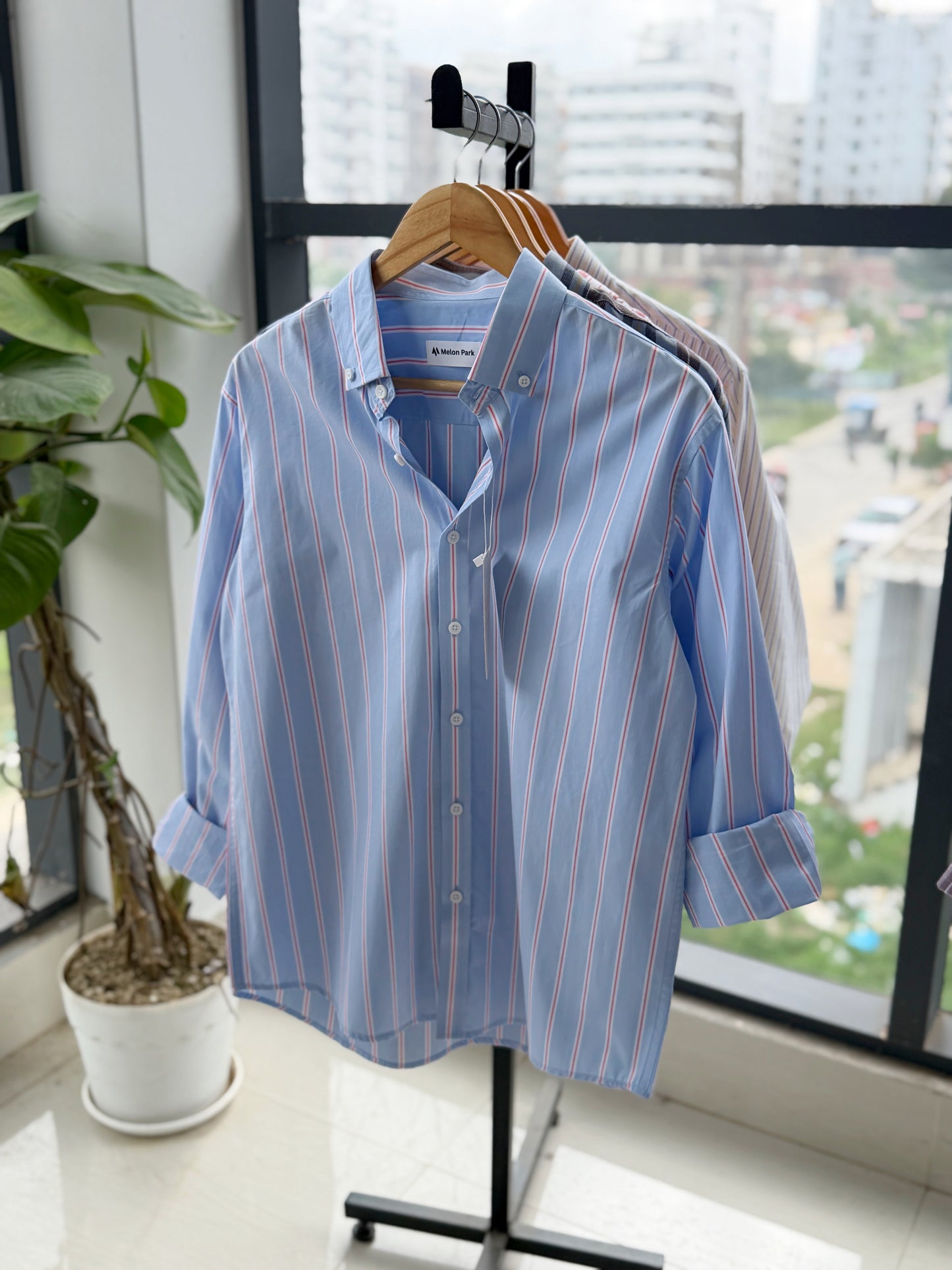Gentle stripe shirt -Sweet Sky