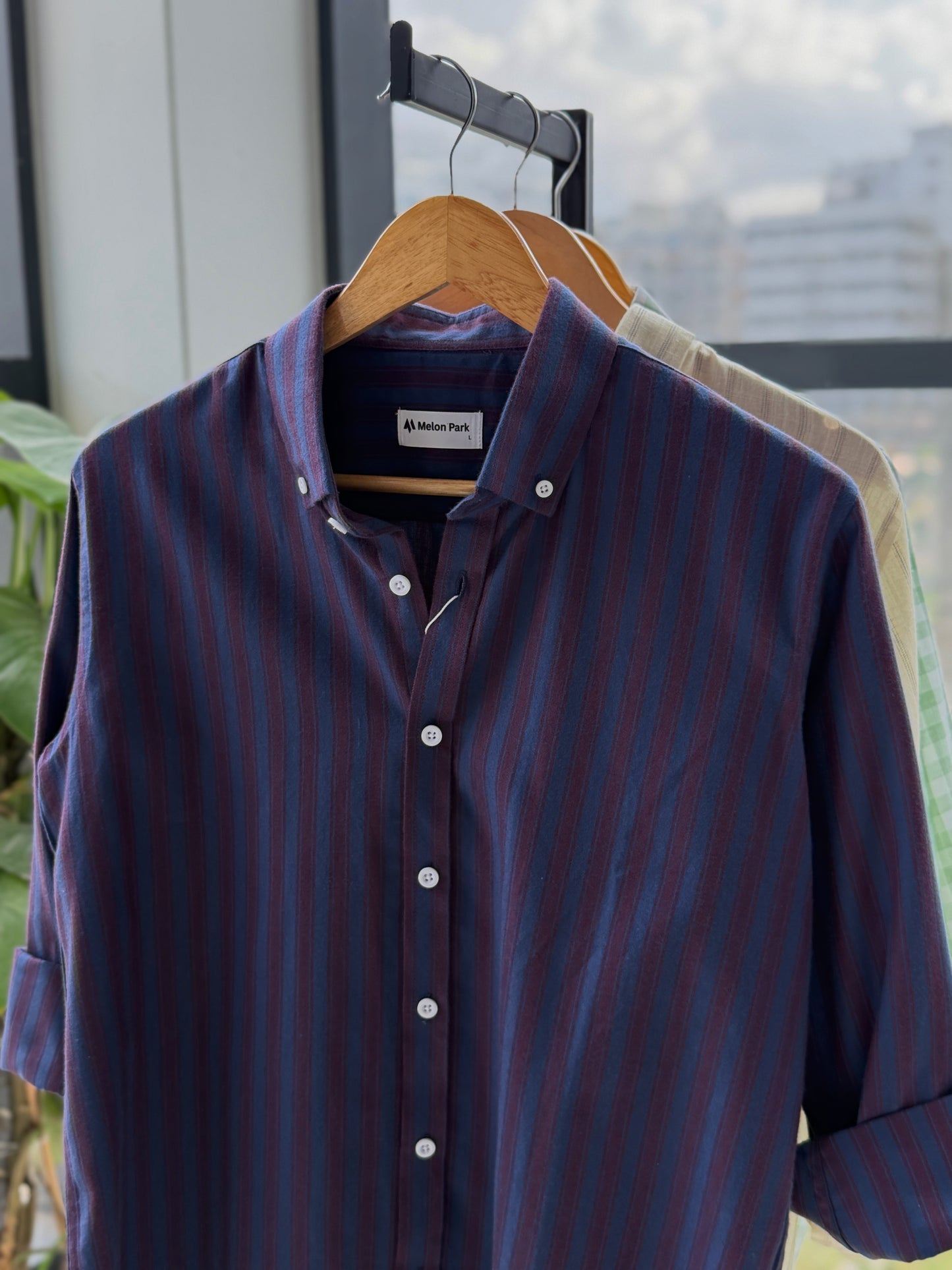 Gentle stripe shirt - Oxblood Indigo