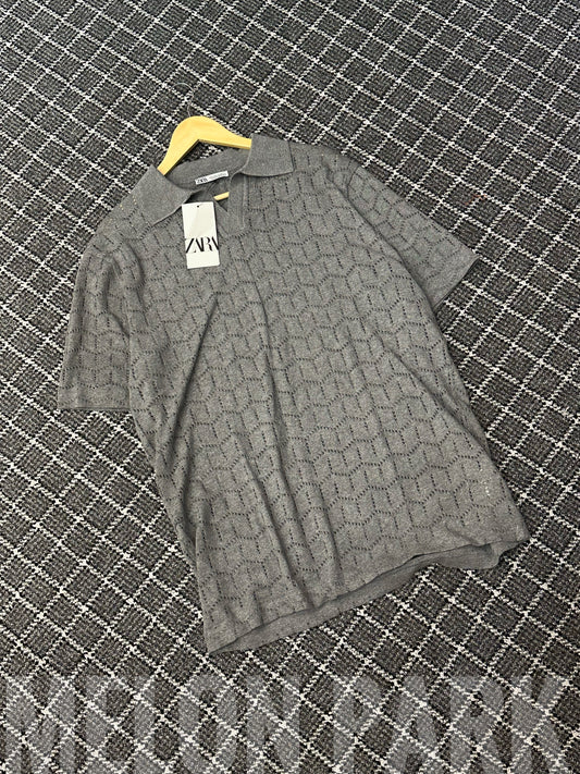 Grey Knitted Polo