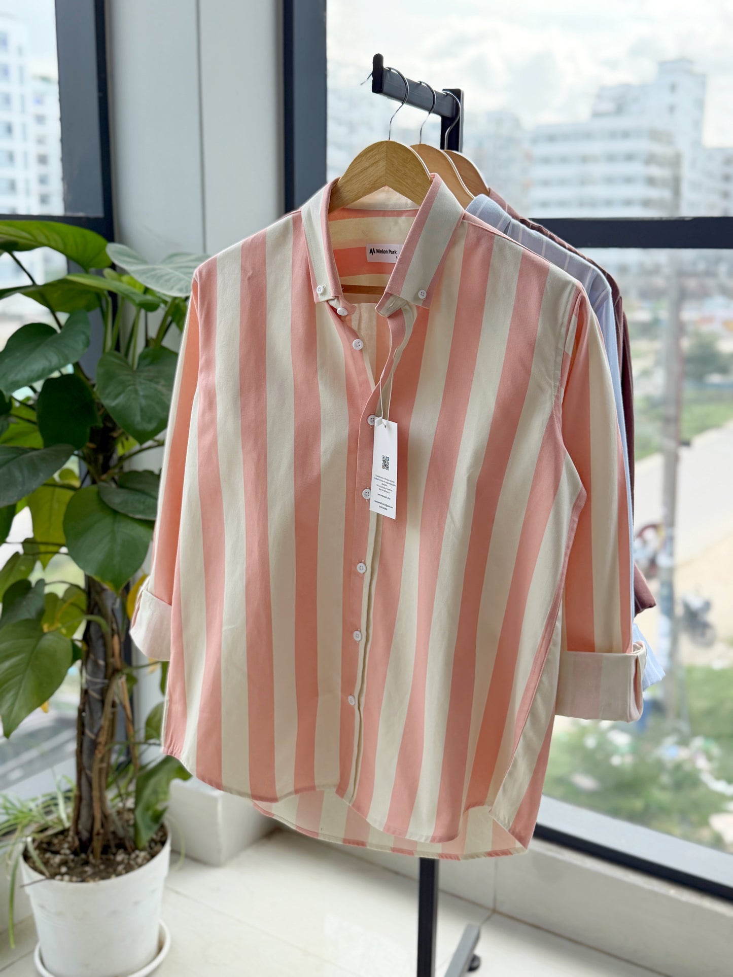 Gentle stripe shirt - Apricot Cream