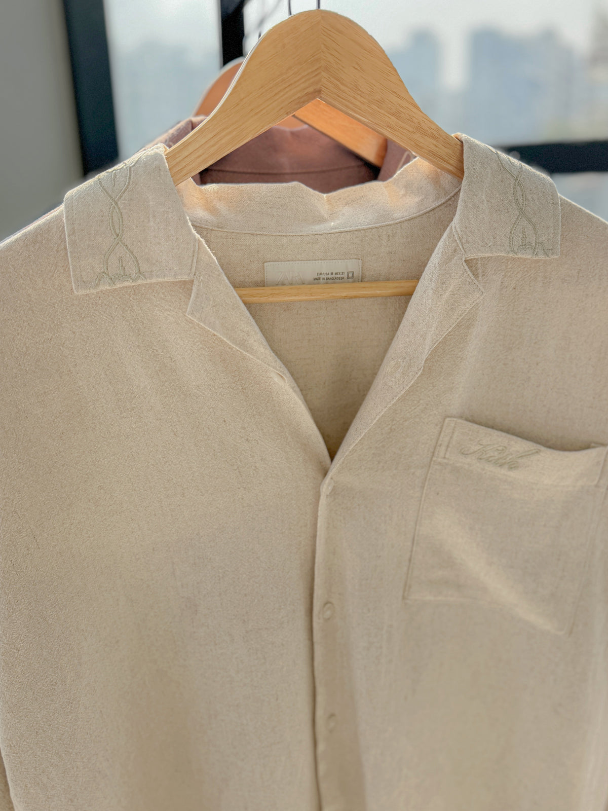 Embroidery Boxy Drop-shoulder shirt - Off White