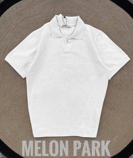 Pure White Thermal Waffle polo