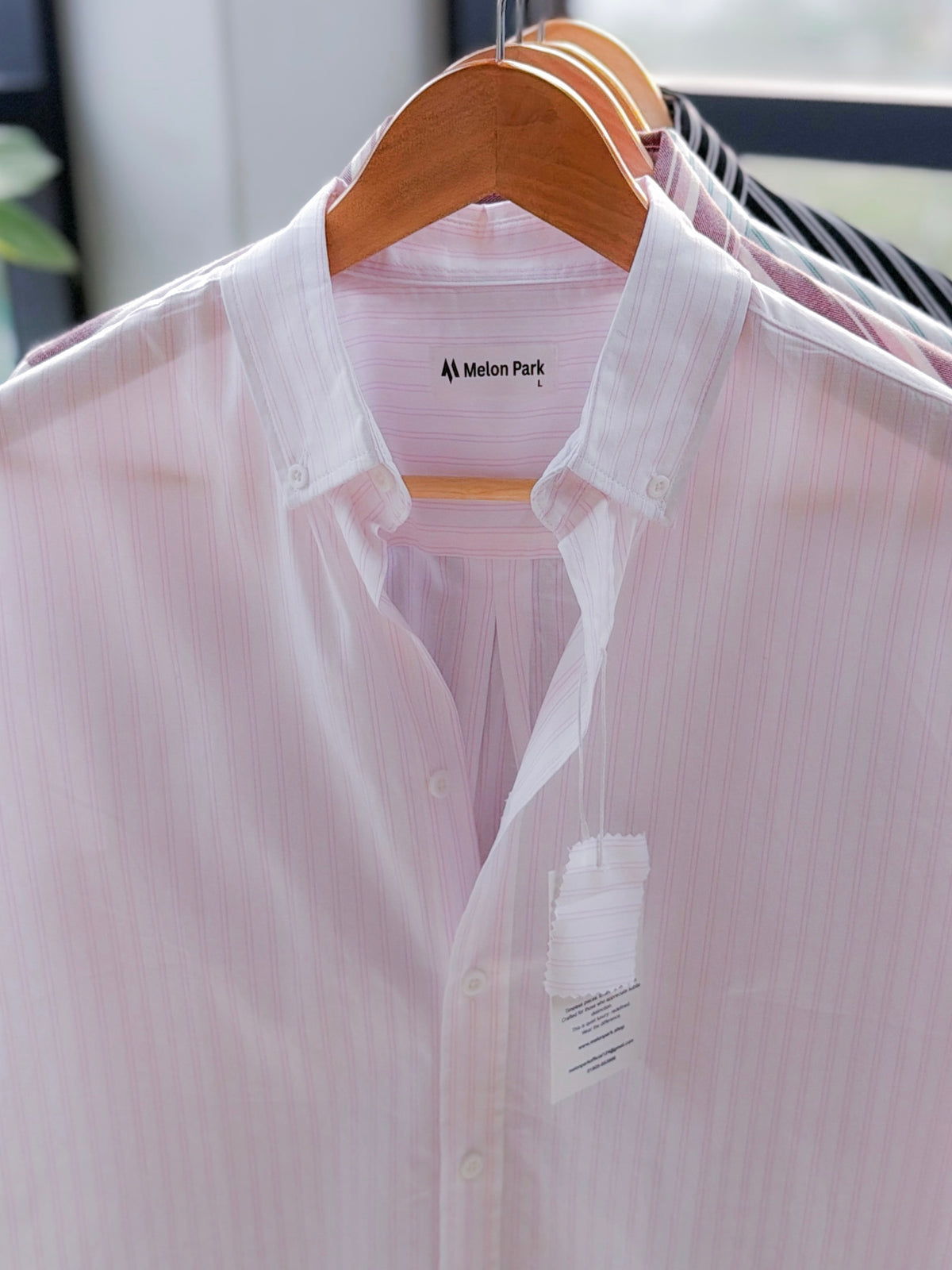 Gentle stripe shirt - White & Soft Pink stripe