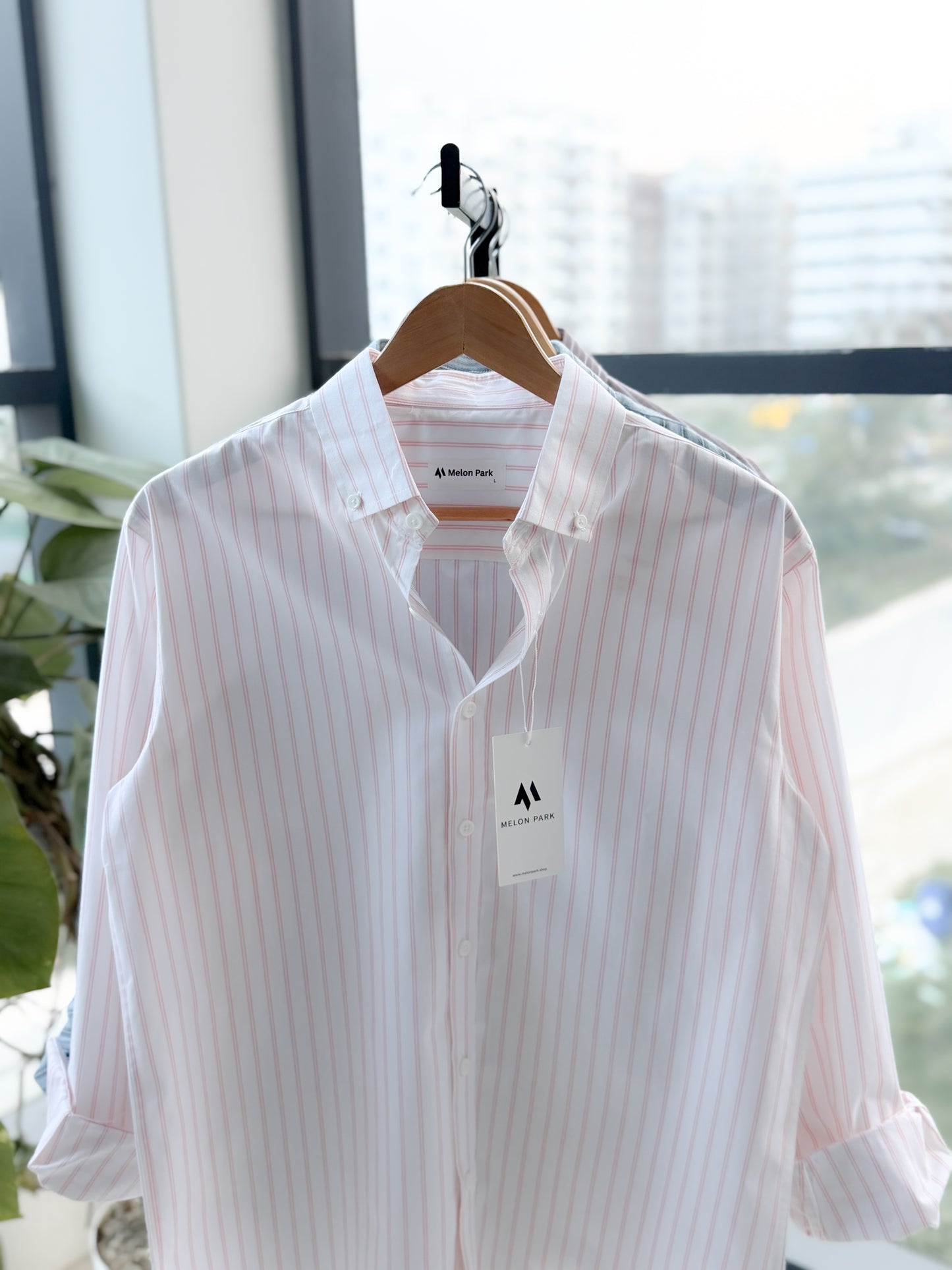 Gentle stripe shirt - Soft Pink Track stripe