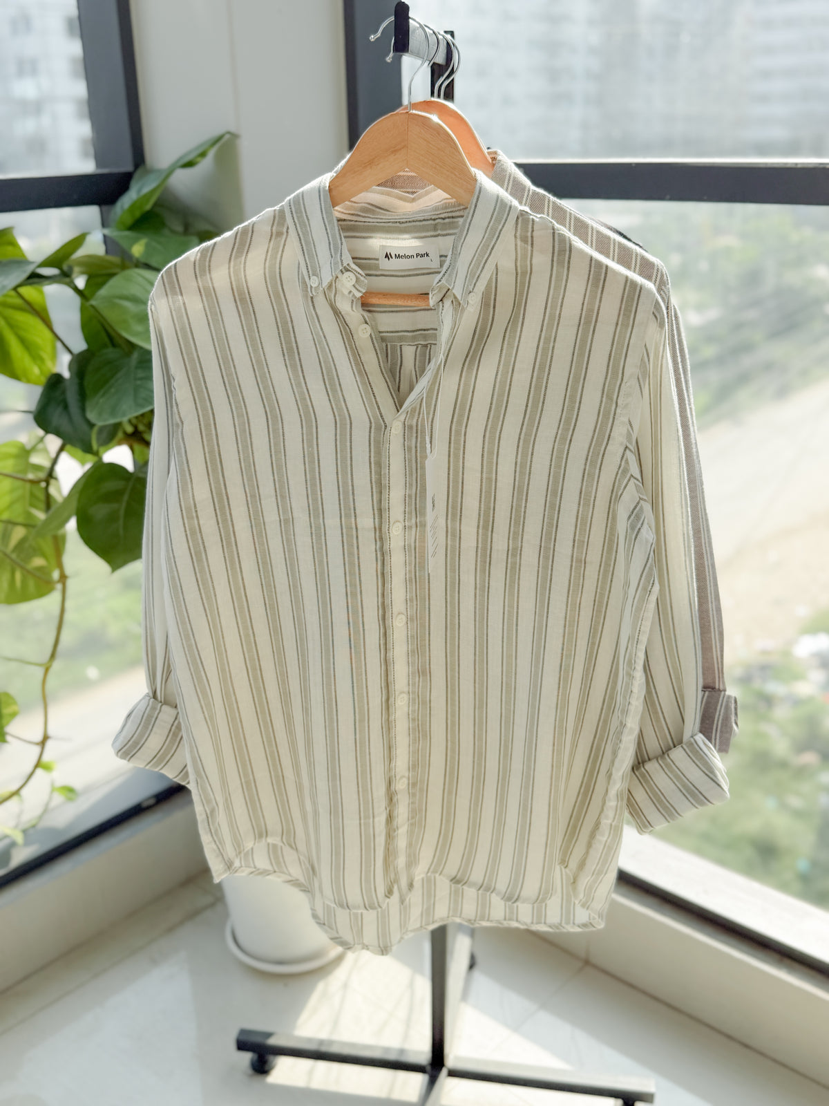 Gentle stripe shirt - Coastal Mist
