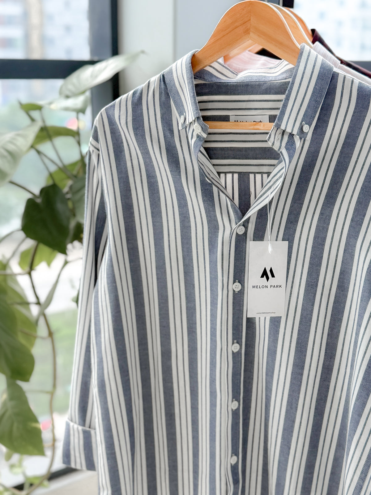 Gentle stripe shirt - Slate Seaside stripe
