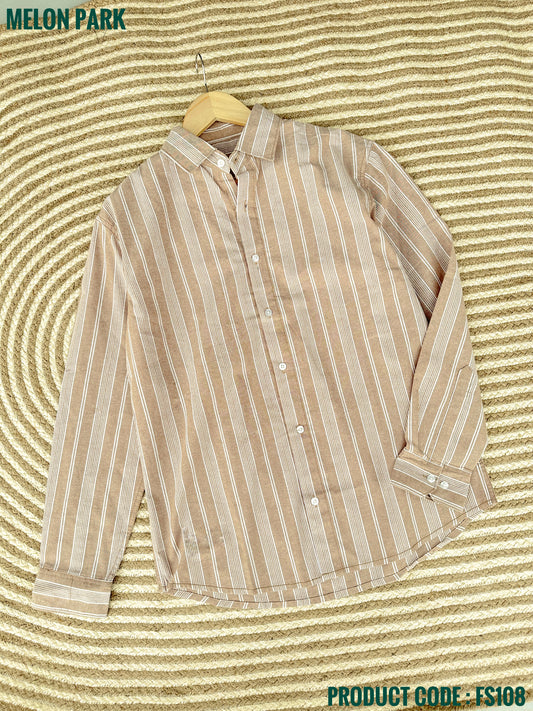 Gentle stripe shirt - Beige with White | FS108