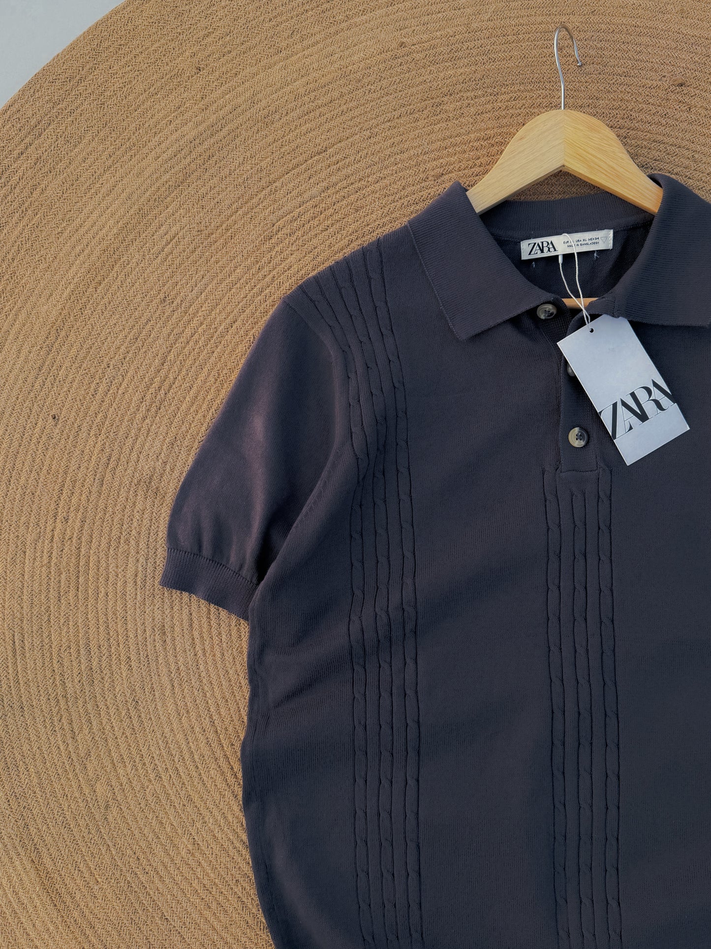 Velour Knit polo - Dark Grey