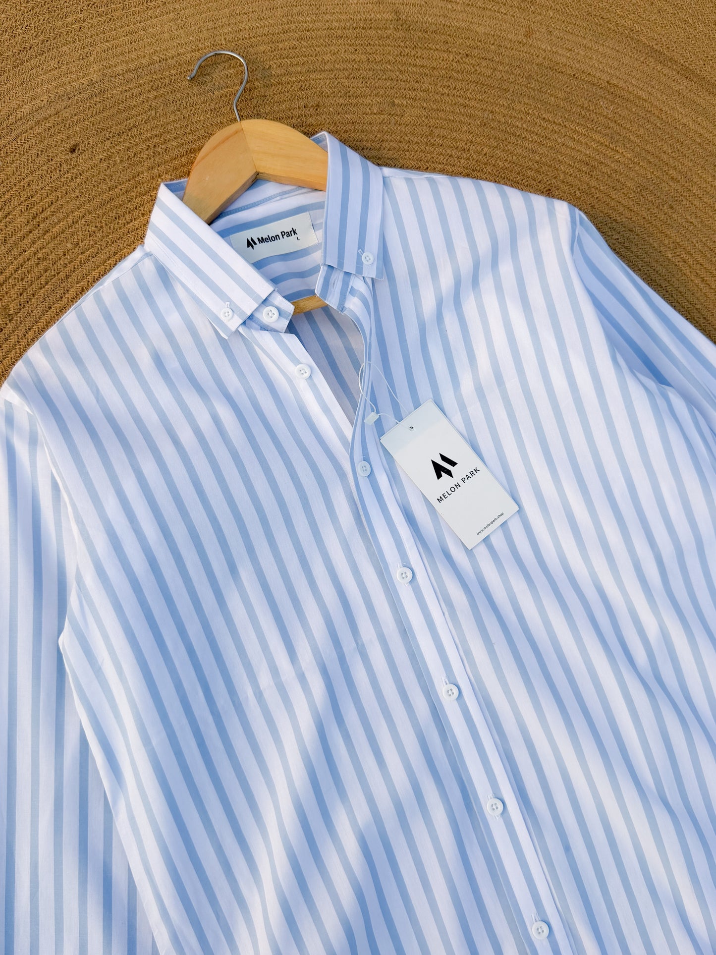Old Money full sleeve shirt - Powder Blue stripe