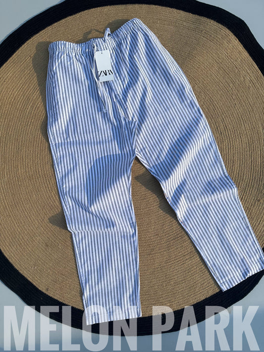 White with Grey big Stripe Trouser