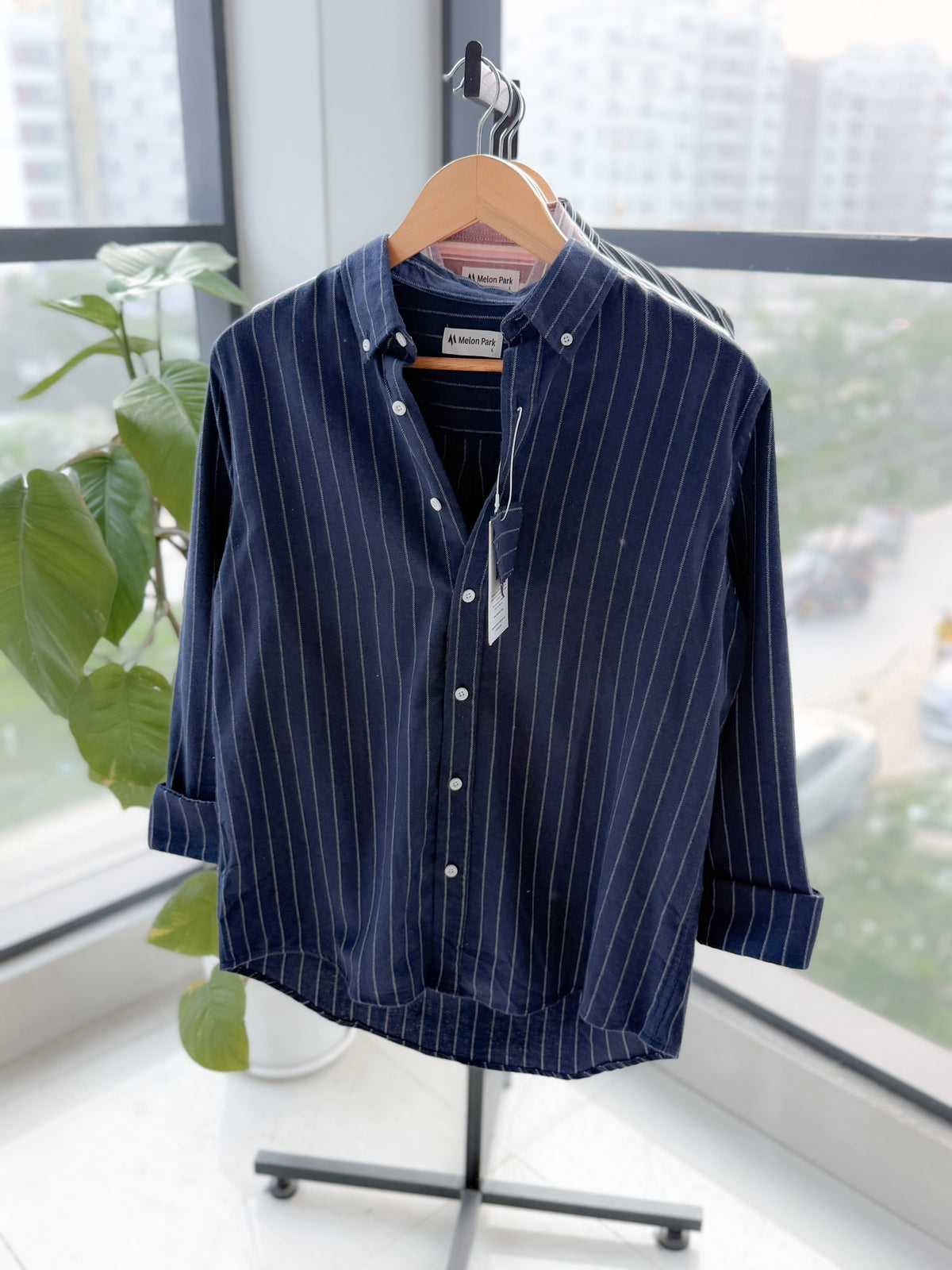 Gentle stripe shirt - Faded Navy Blue stripe