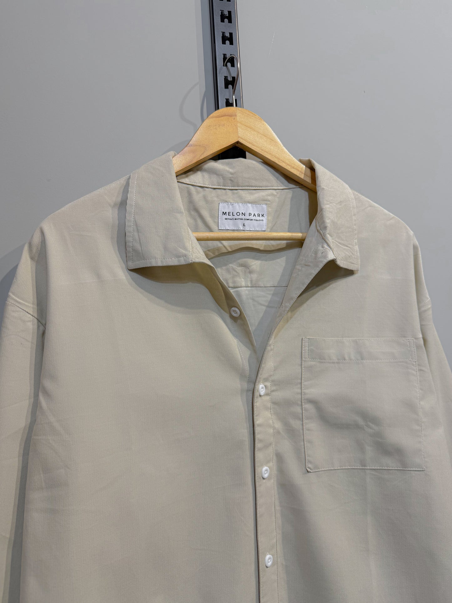 Corduroy Dropshoulder Shirt - Off White