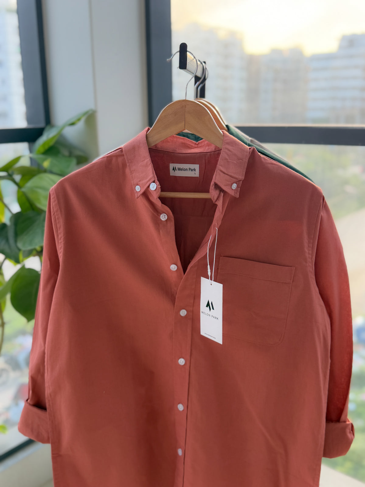 Chambray solid shirt - Brick