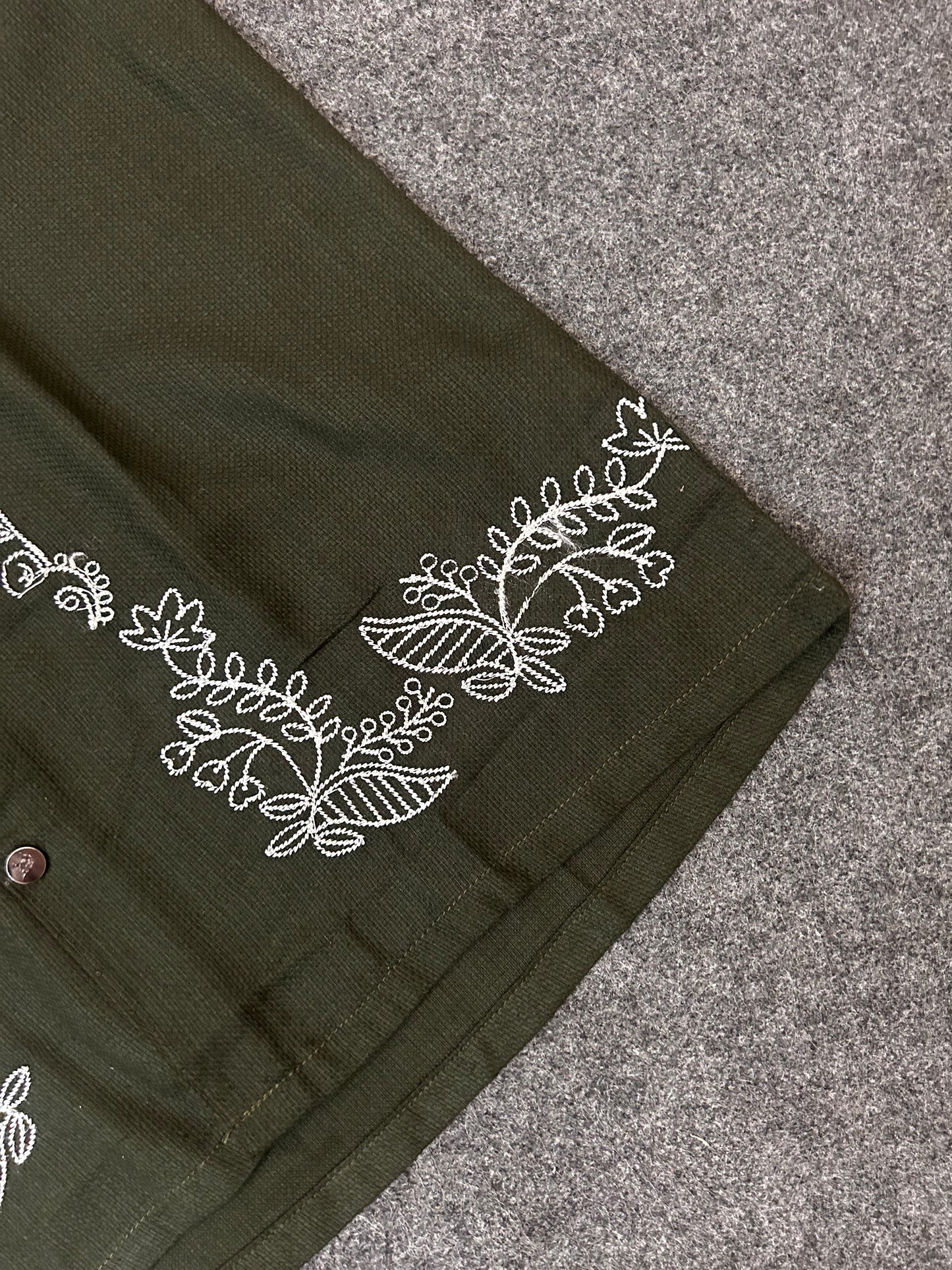 Olive Blooming  Cuban Shirt