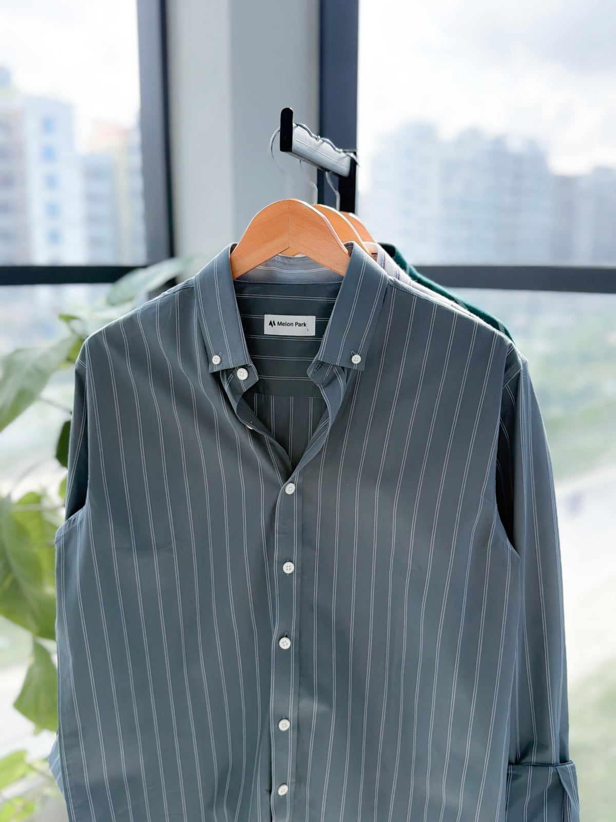 Gentle stripe shirt - Teal slate stripe