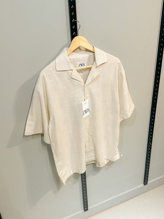 Cuban half shirt - Textured Beige