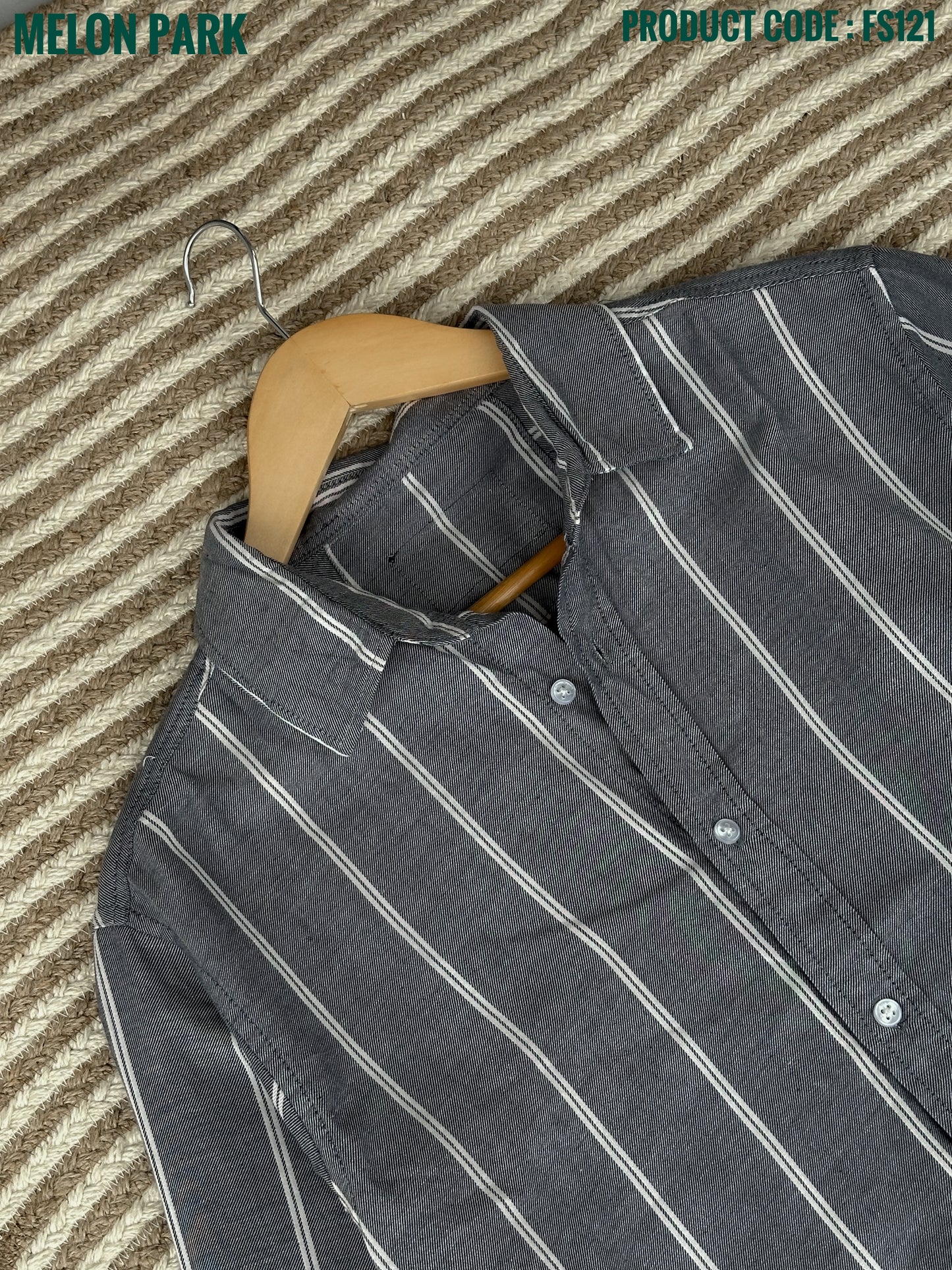 Gentle stripe shirt - Grey big stripe | FS121