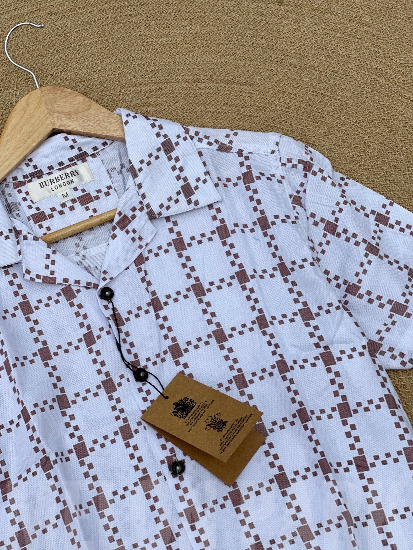 Peach Cheque Cuban Half Shirt