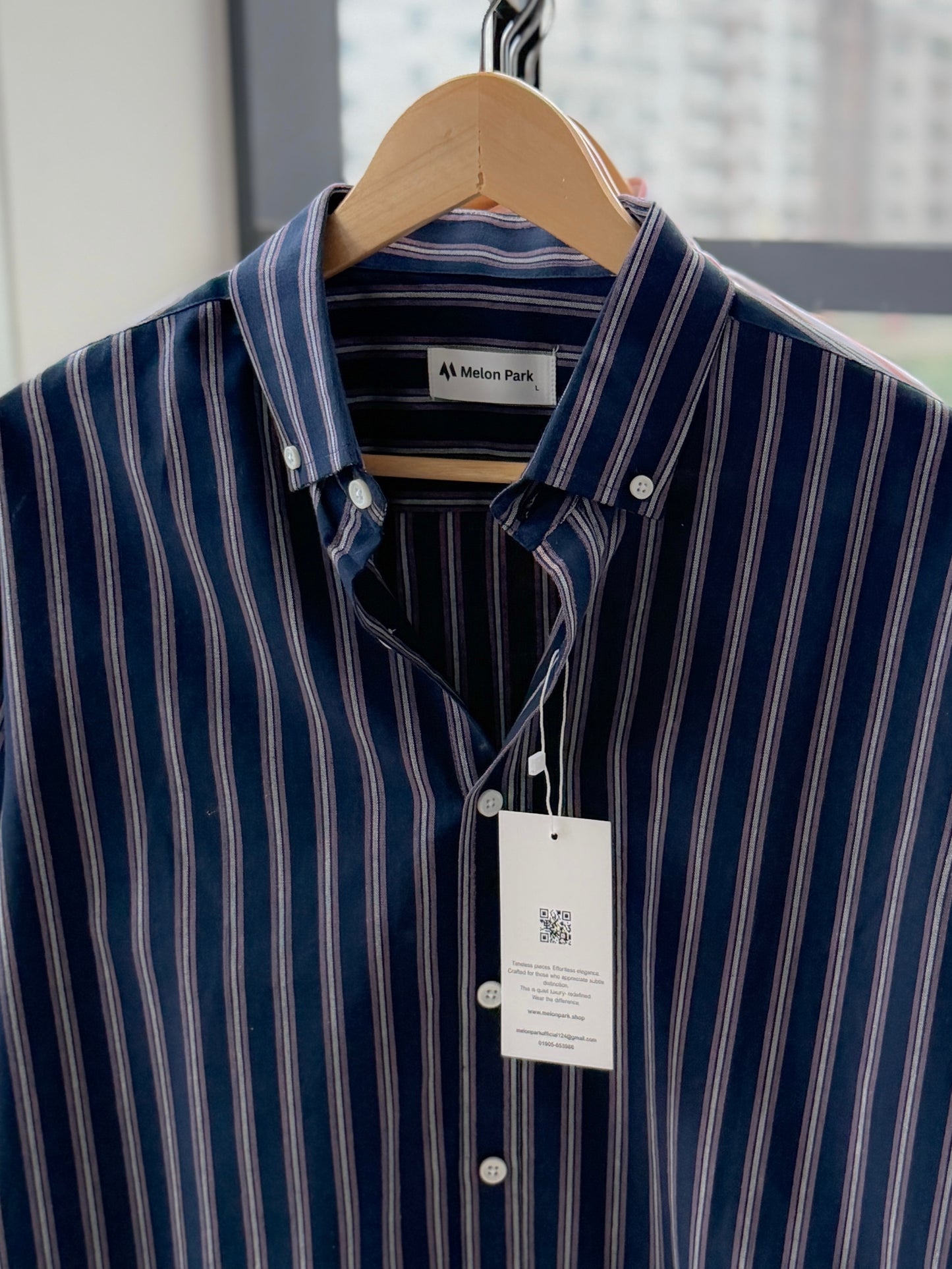 Gentle stripe shirt - Midnight Chalk stripe