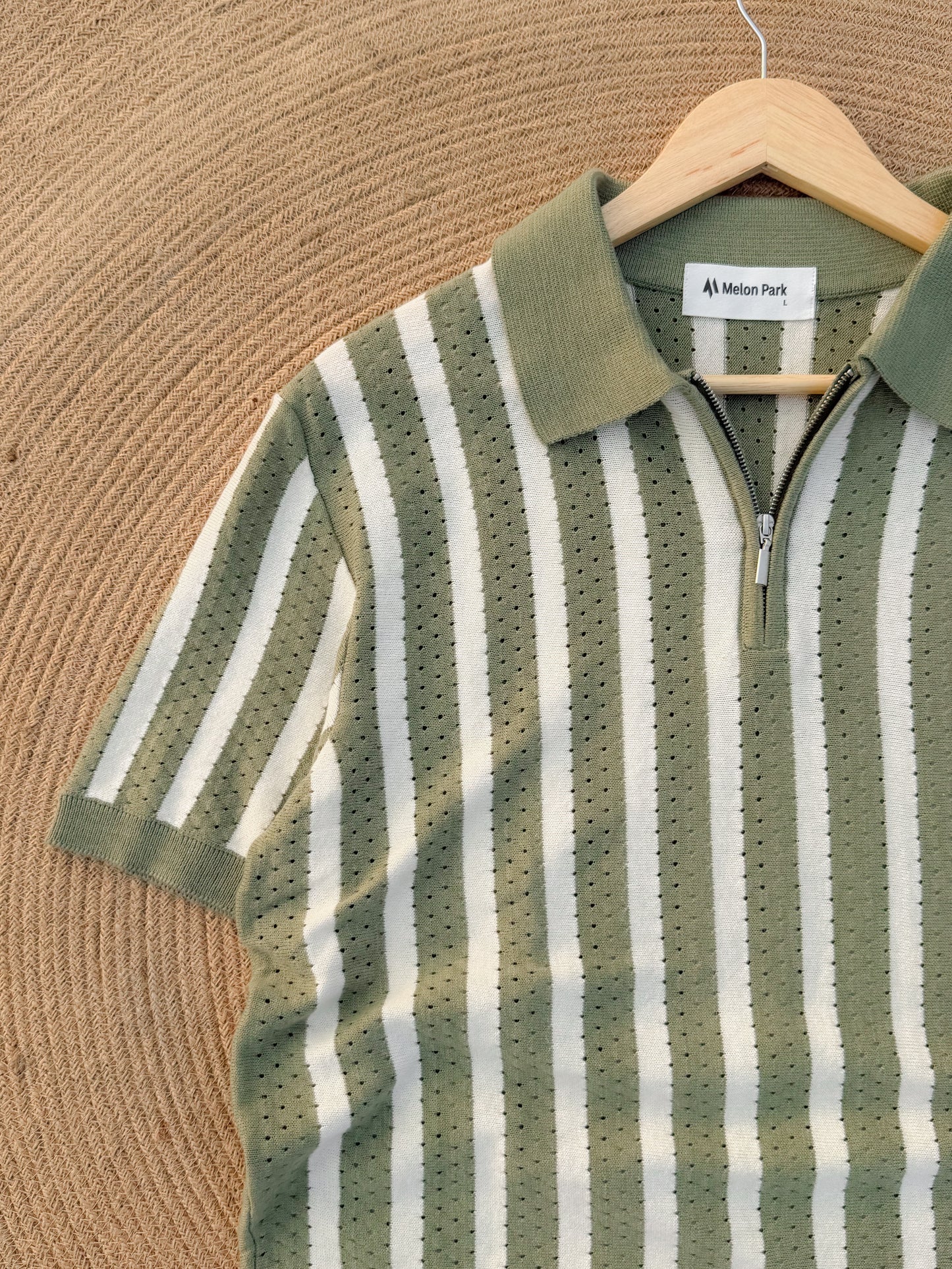 Classic Zipper Polo - Mint with White