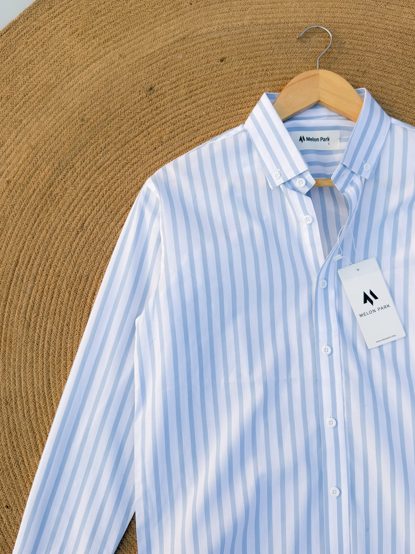 Old Money full sleeve shirt - Powder Blue stripe