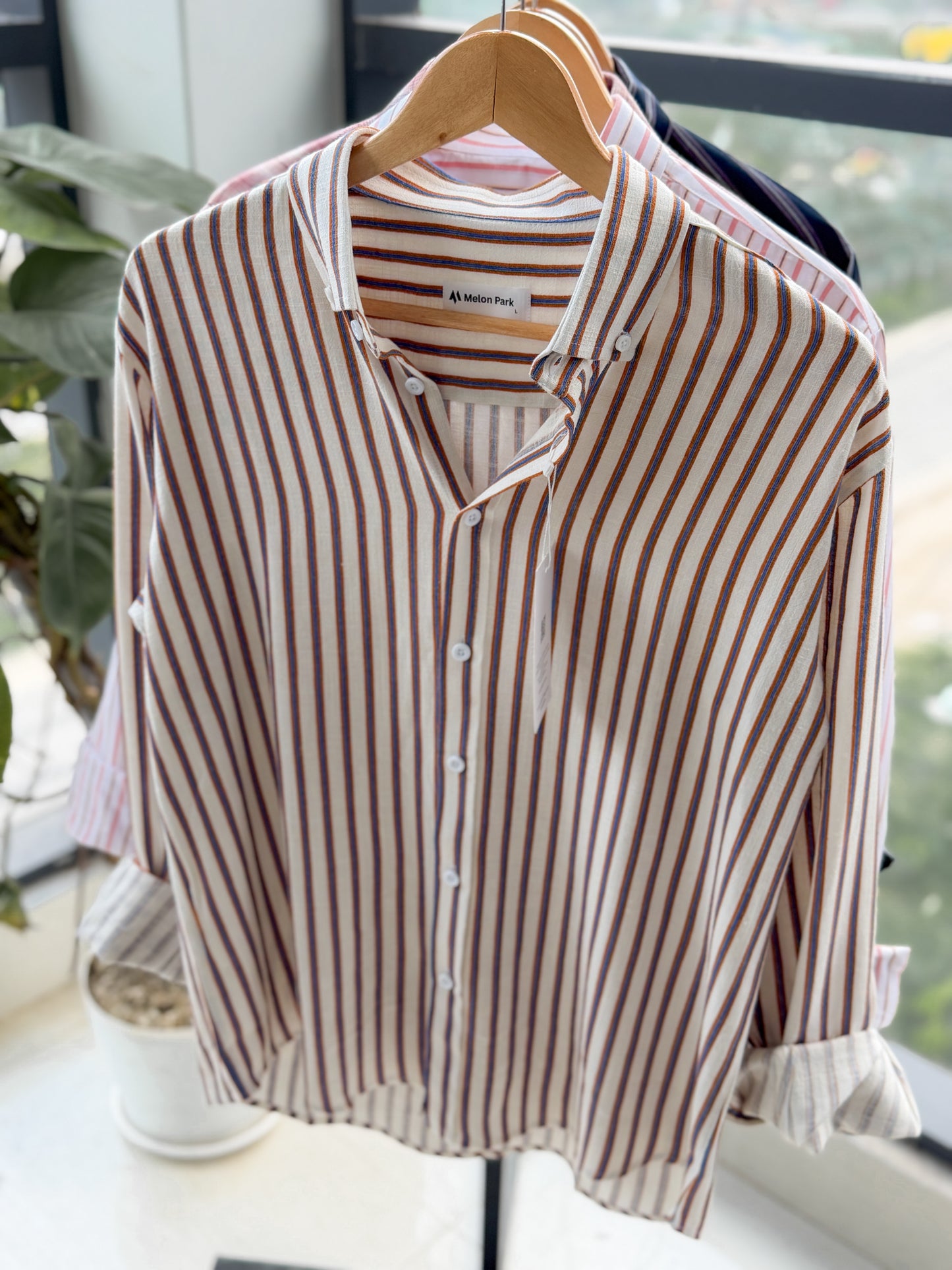 Gentle stripe shirt - Coastline Ochre
