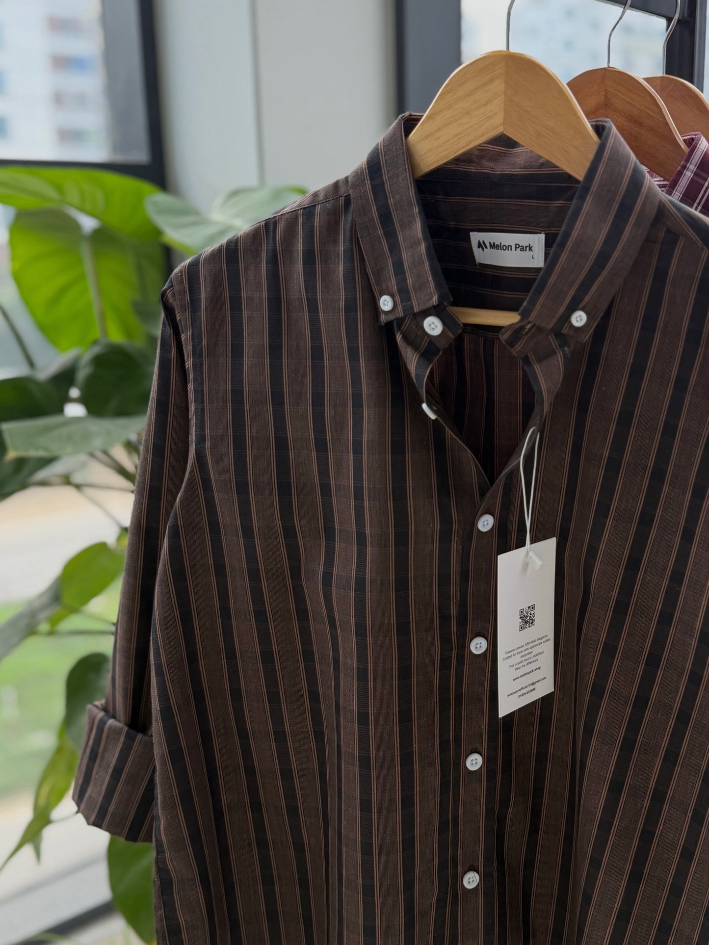 Gentle check shirt - Walnut