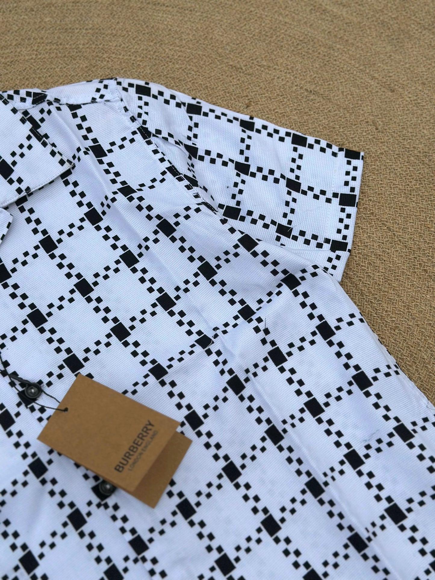 White Cheque Cuban Half Shirt