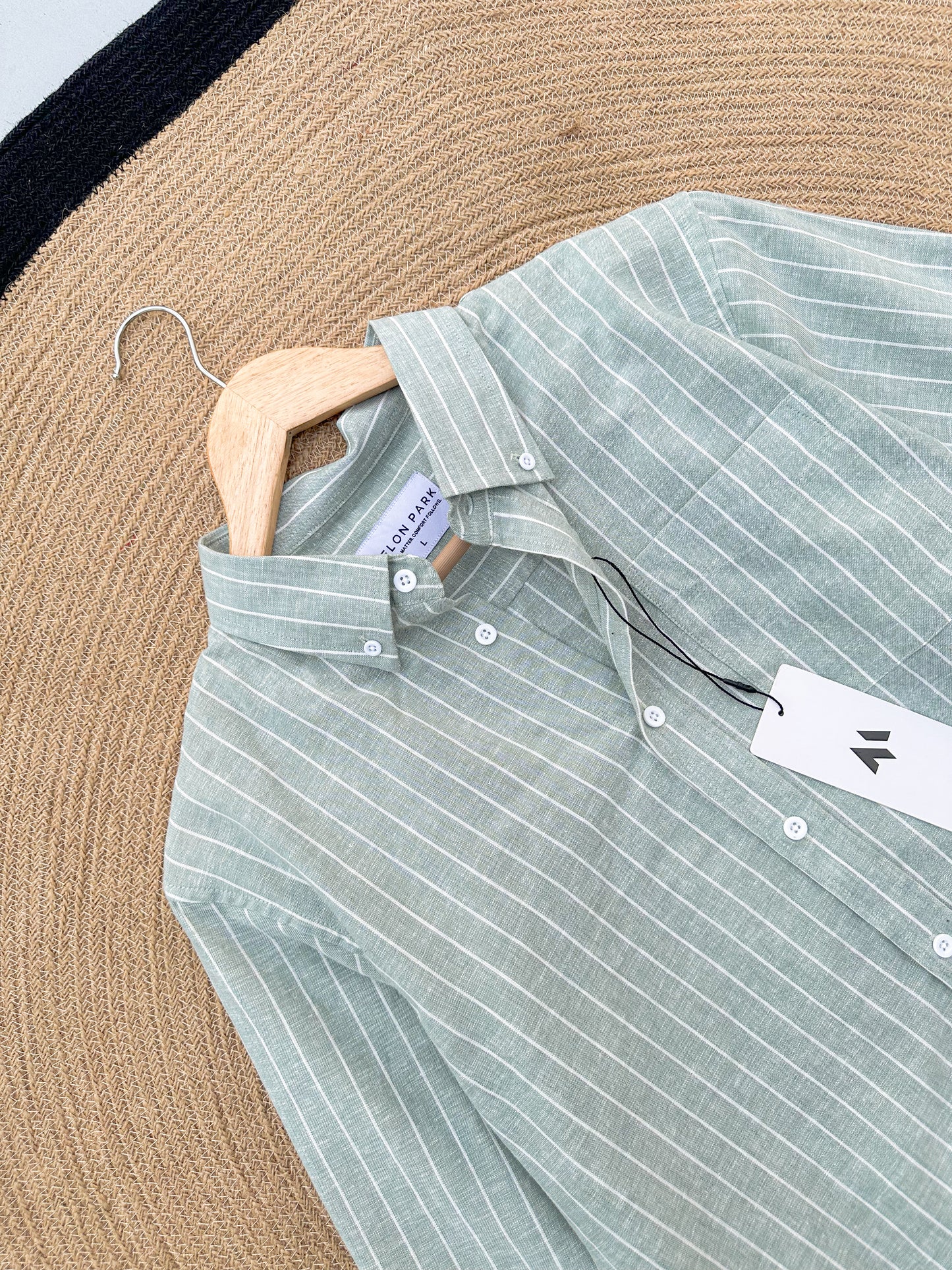 Linen Full sleeve Shirt- Mint Stripe