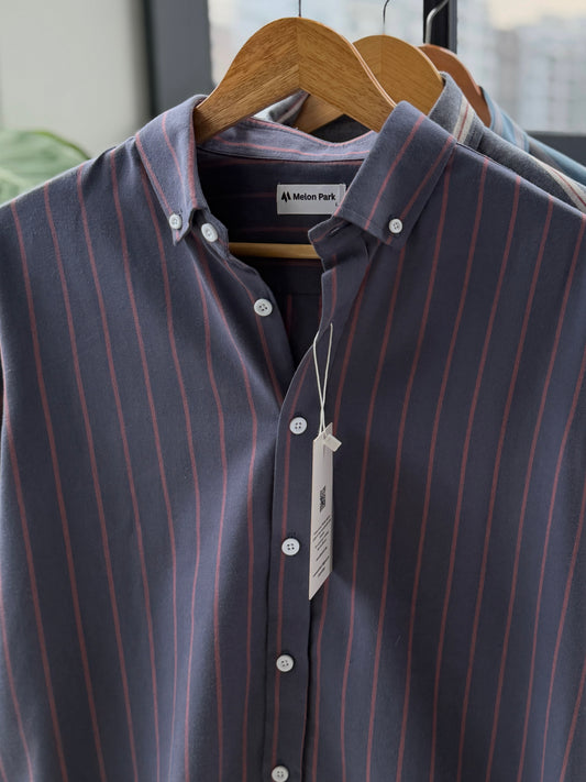 Gentle stripe shirt - Midnight Crimson
