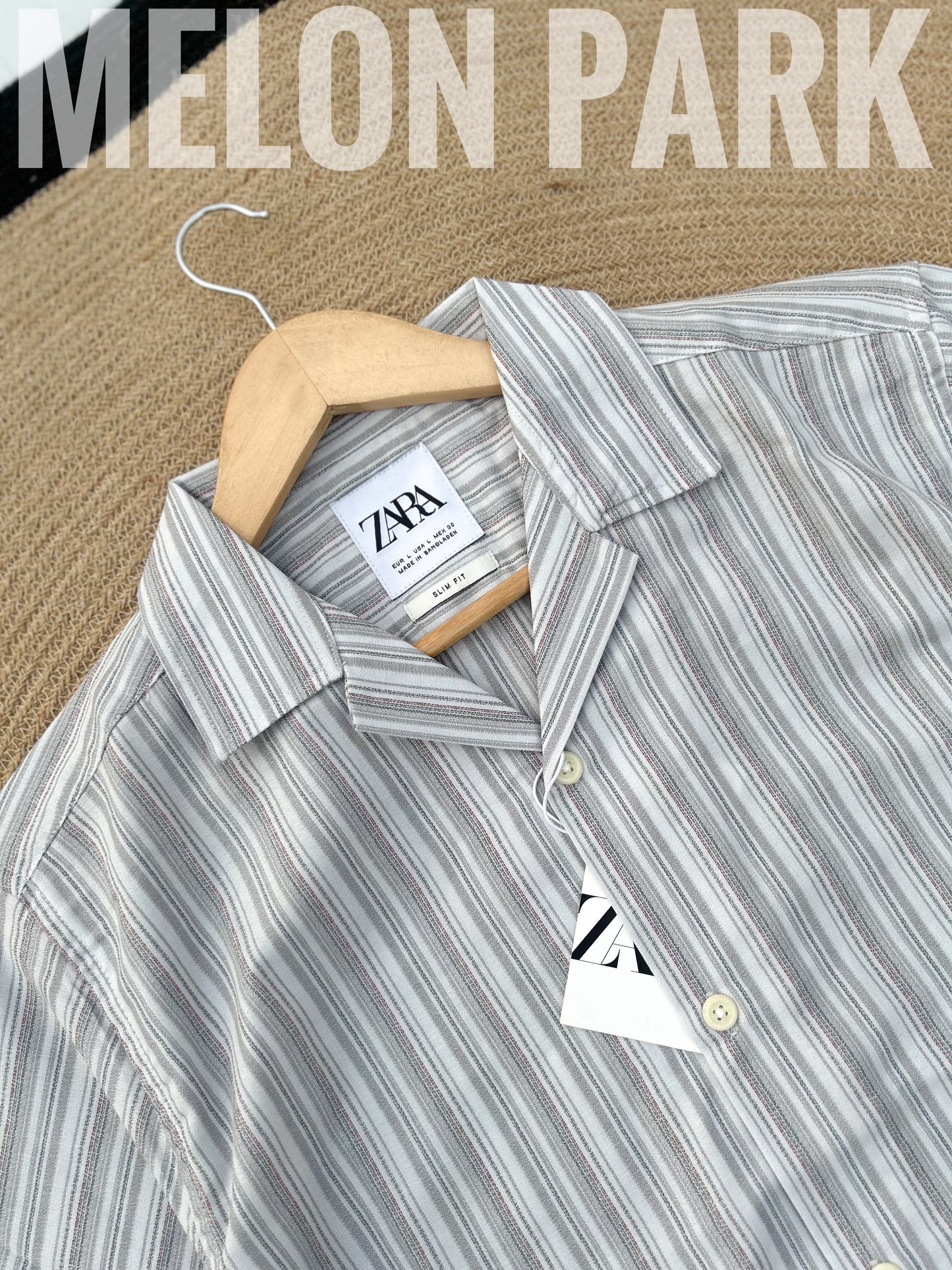 Light Grey small stripe Old Money Cuban Shirt