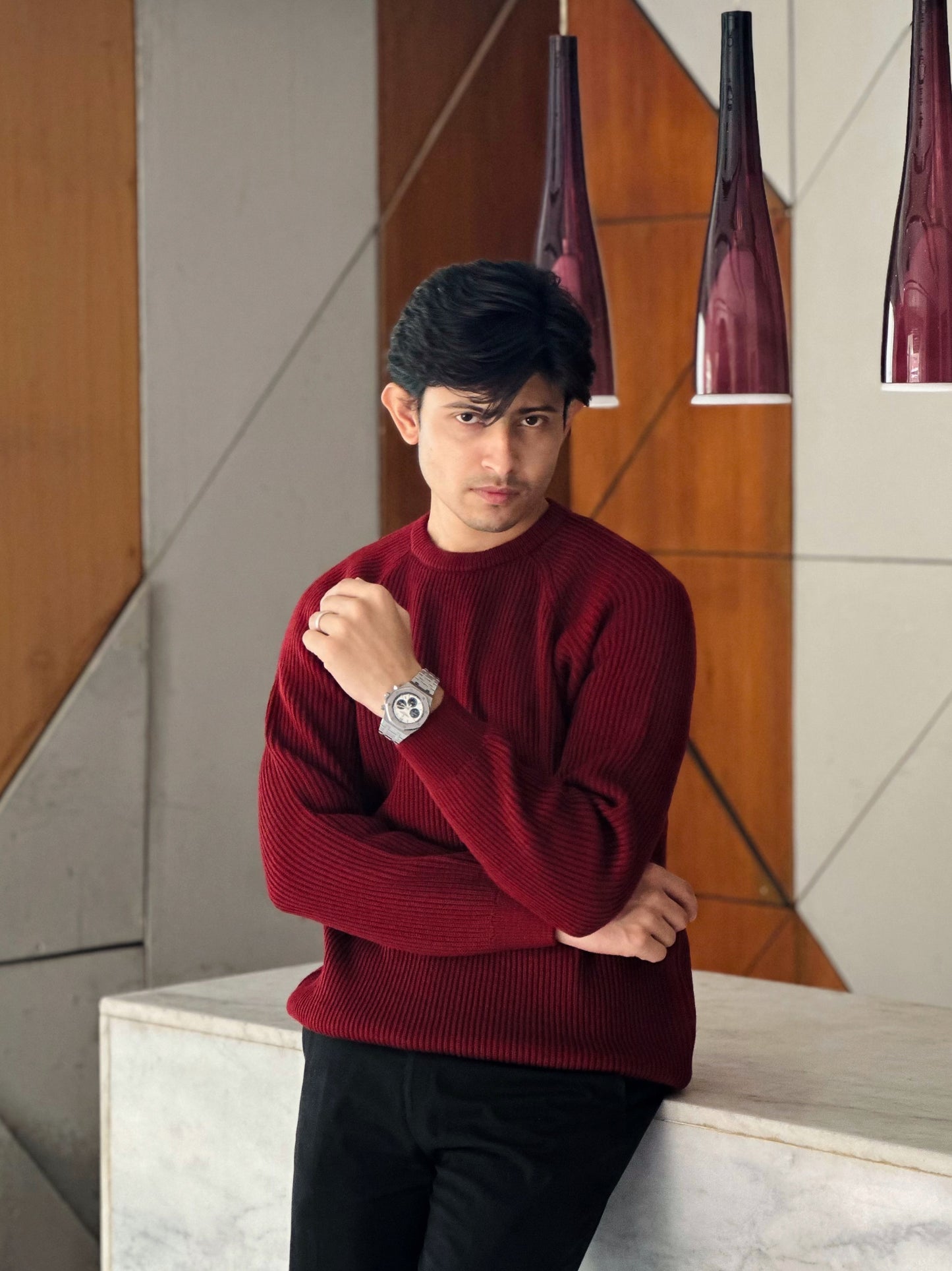 Knitted Signature Sweatshirt - Maroon