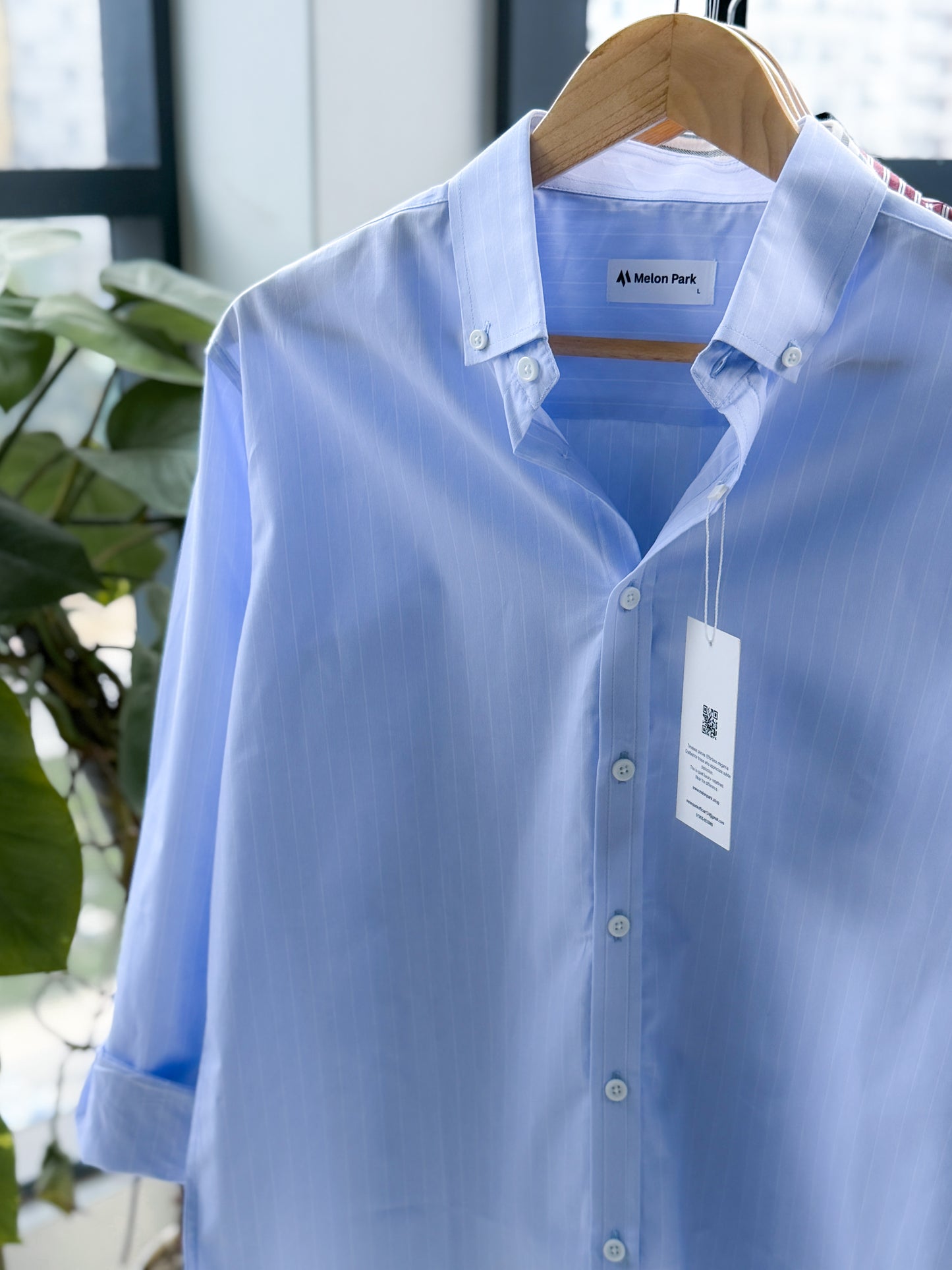 Gentle stripe shirt - Powder Blue micro-stripe