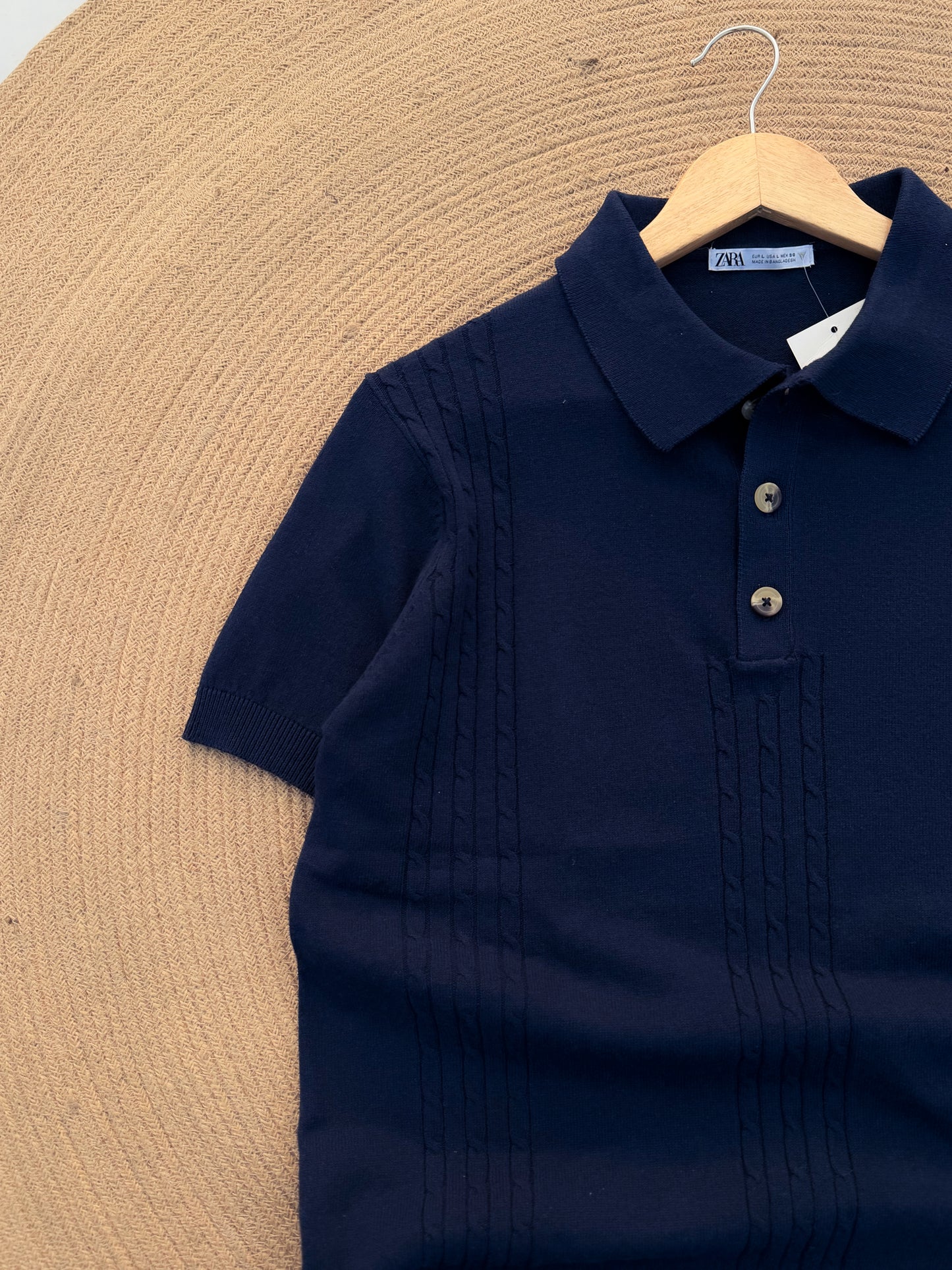 Velour Knit polo - Navy Blue