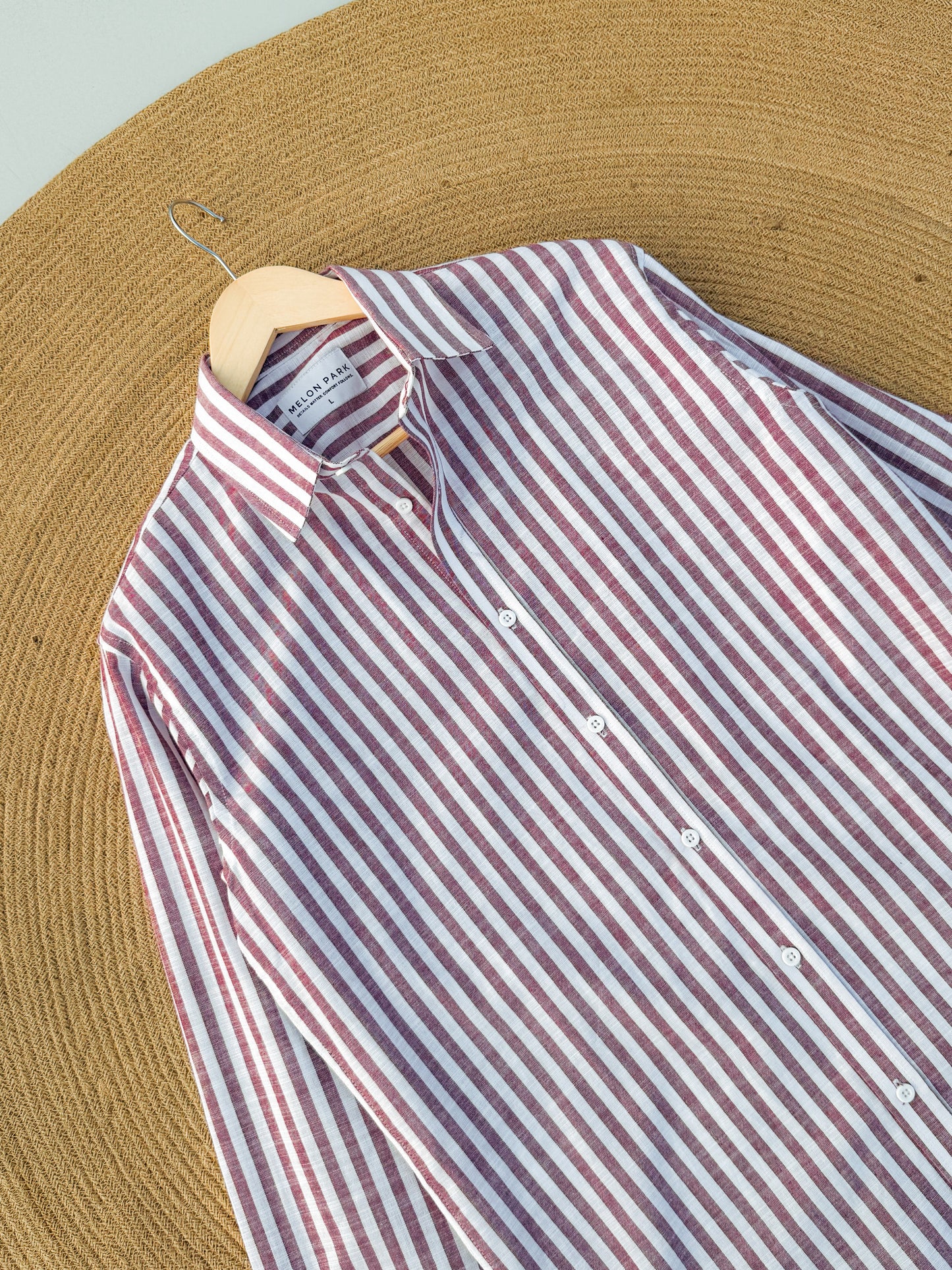 Gentle stripe shirt - Berry Maroon