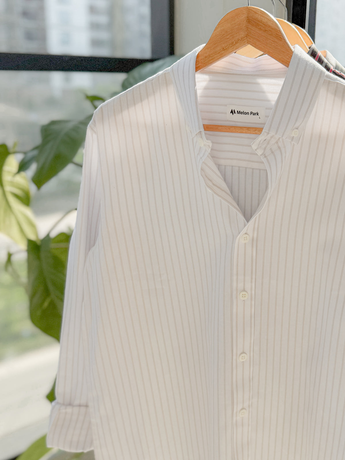 Gentle stripe shirt - Soft Bean