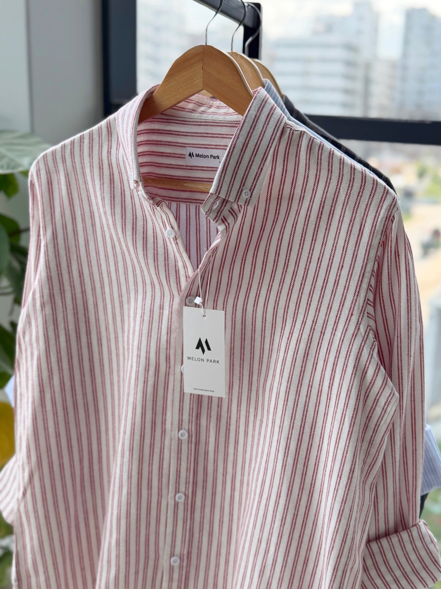 Gentle stripe shirt - Tuscan Red