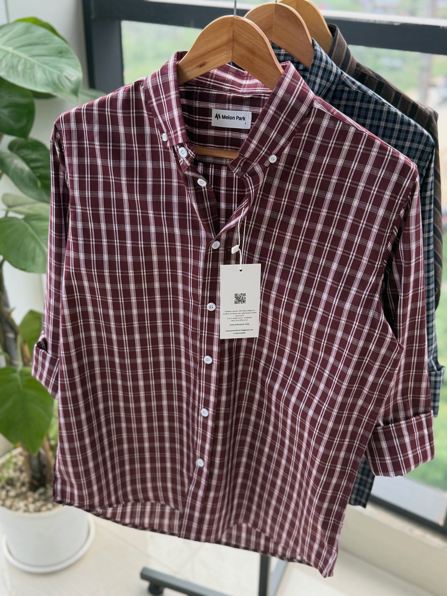 Gentle check shirt - Matrix Maroon