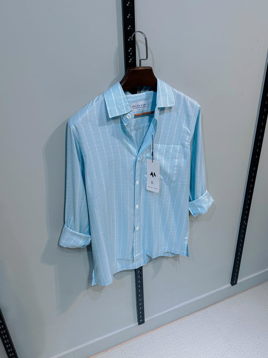 Old Money Full sleeve shirt - Aqua stripe
