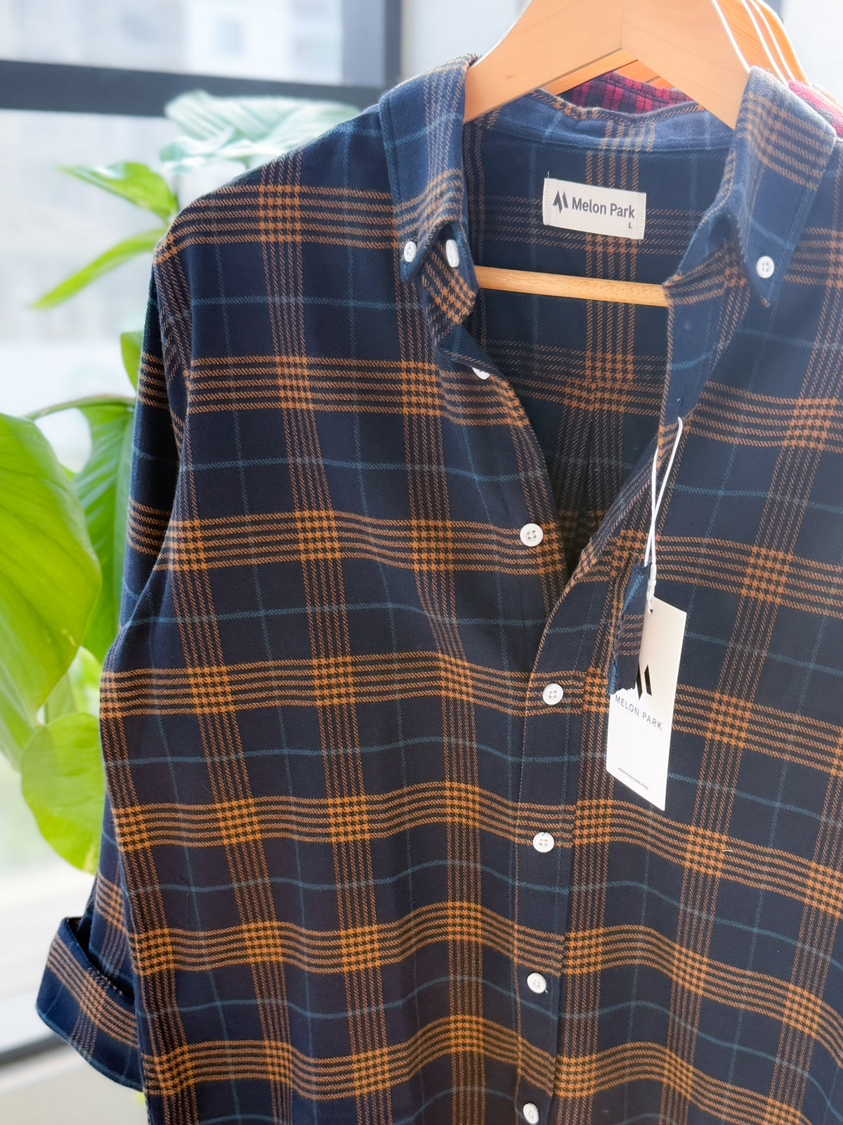 Gentle check shirt - Mustard Navy