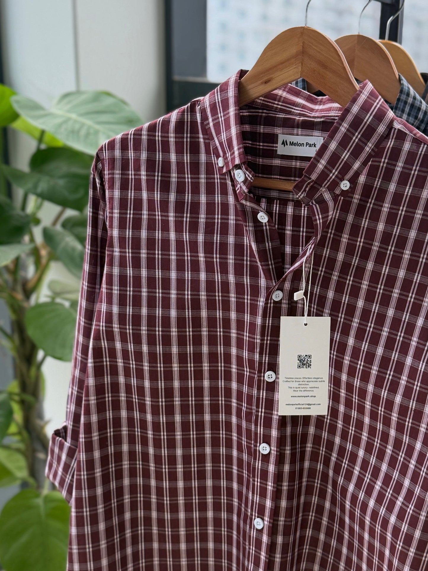 Gentle check shirt - Matrix Maroon