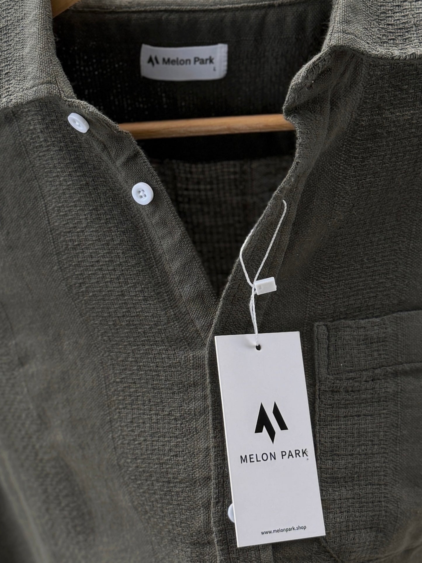 Crafted Dropshoulder Shirt - Olive