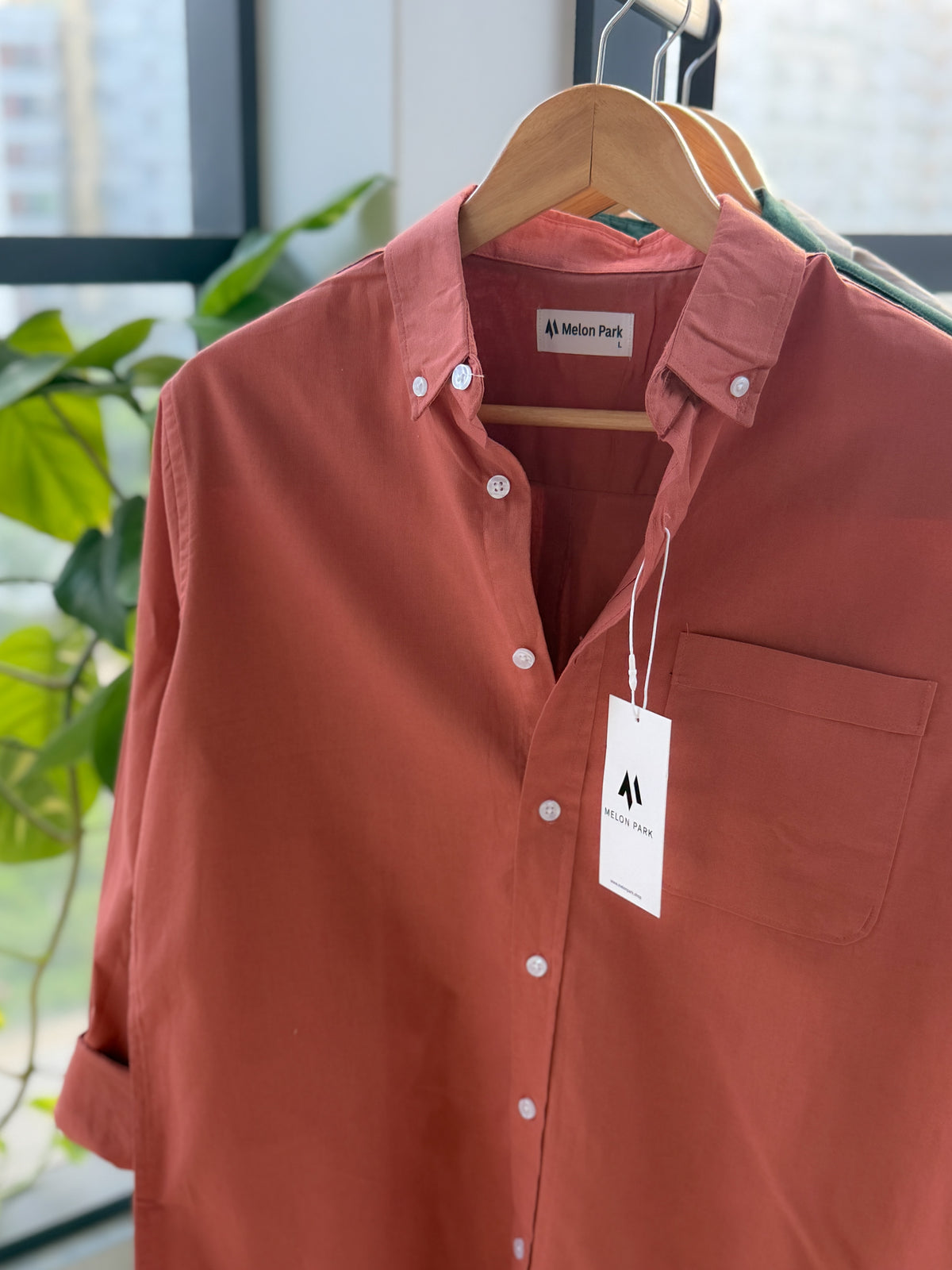 Chambray solid shirt - Brick