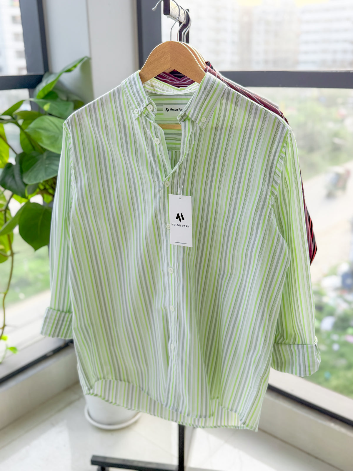 Gentle stripe shirt - Lime Zest
