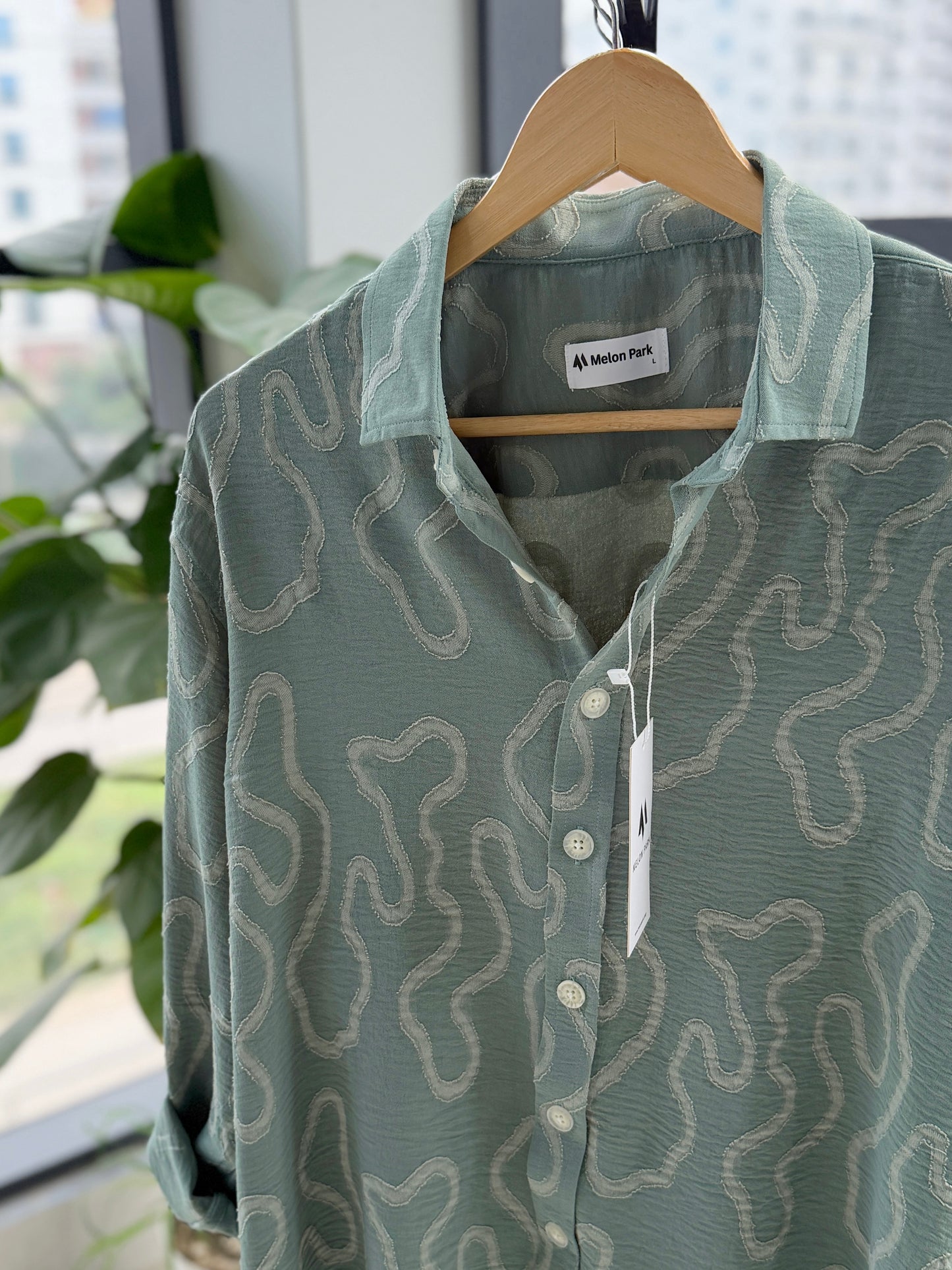 Resort Drop-shoulder shirt - Sage Ripple