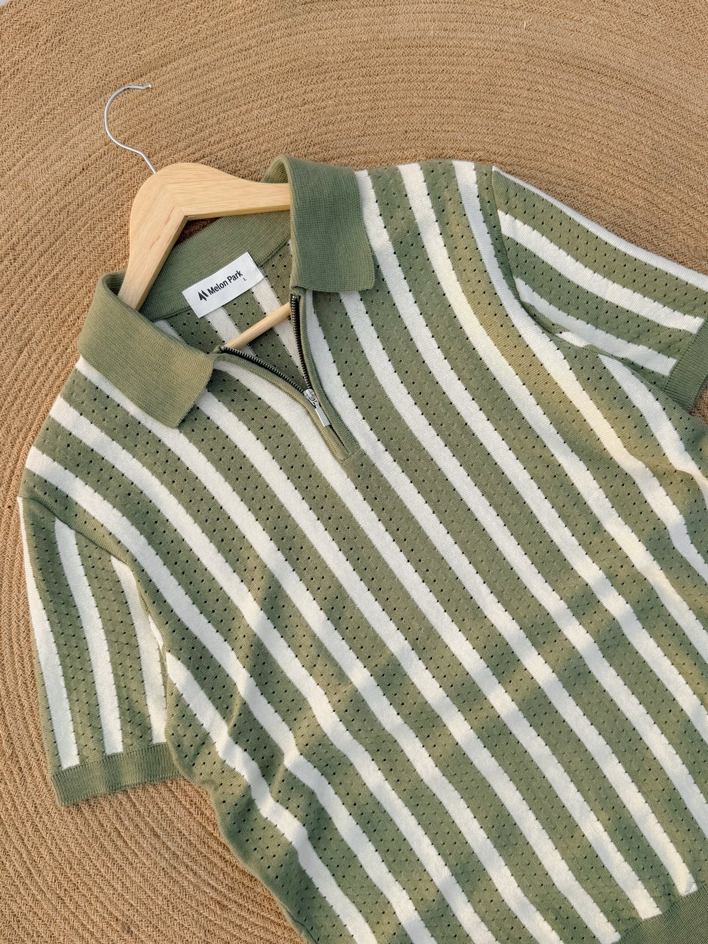 Classic Zipper Polo - Mint with White